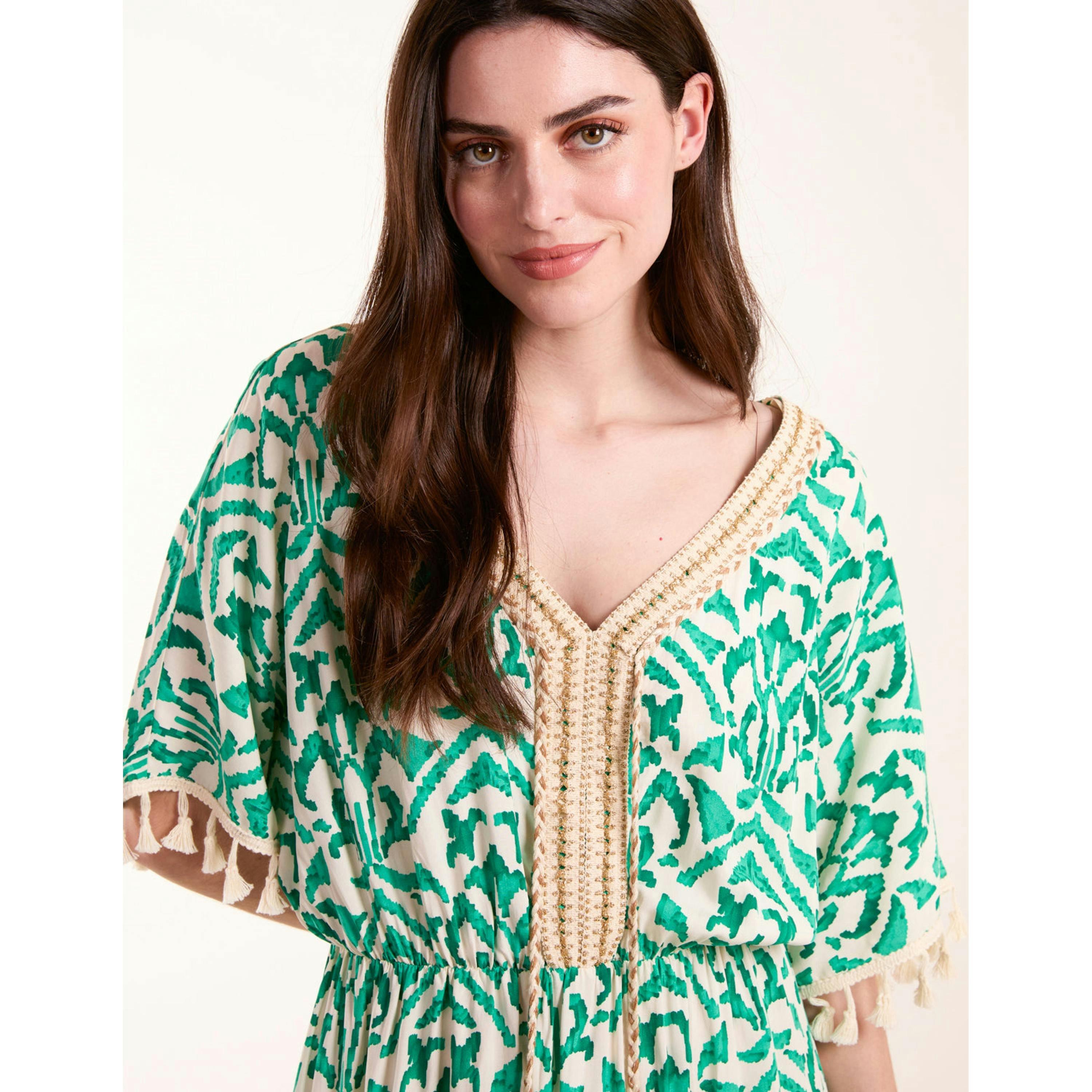 Blue Vanilla Embellished Tiered Mini Dress  in Green , view 3 of 4