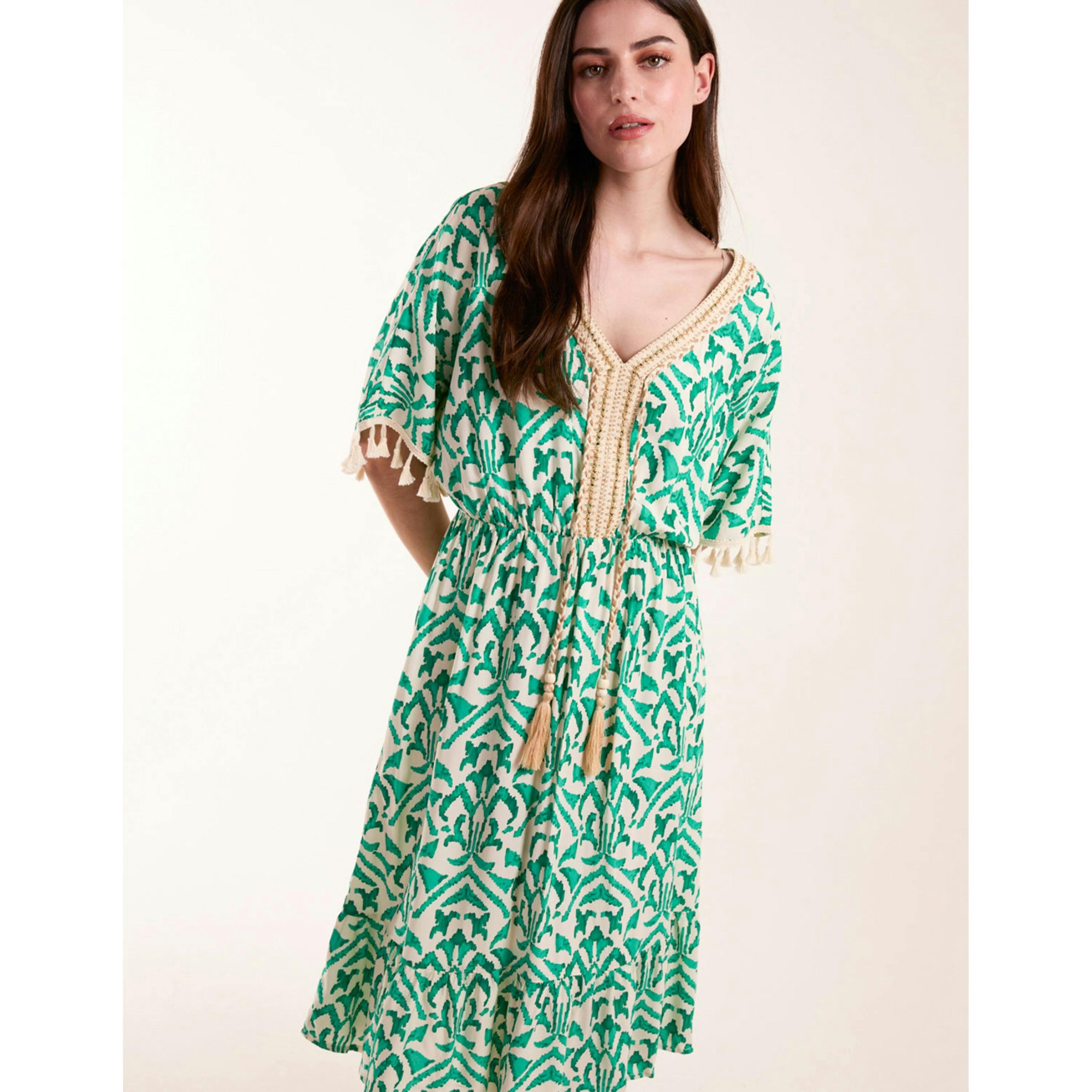 Blue Vanilla Embellished Tiered Mini Dress  in Green , view 4 of 4