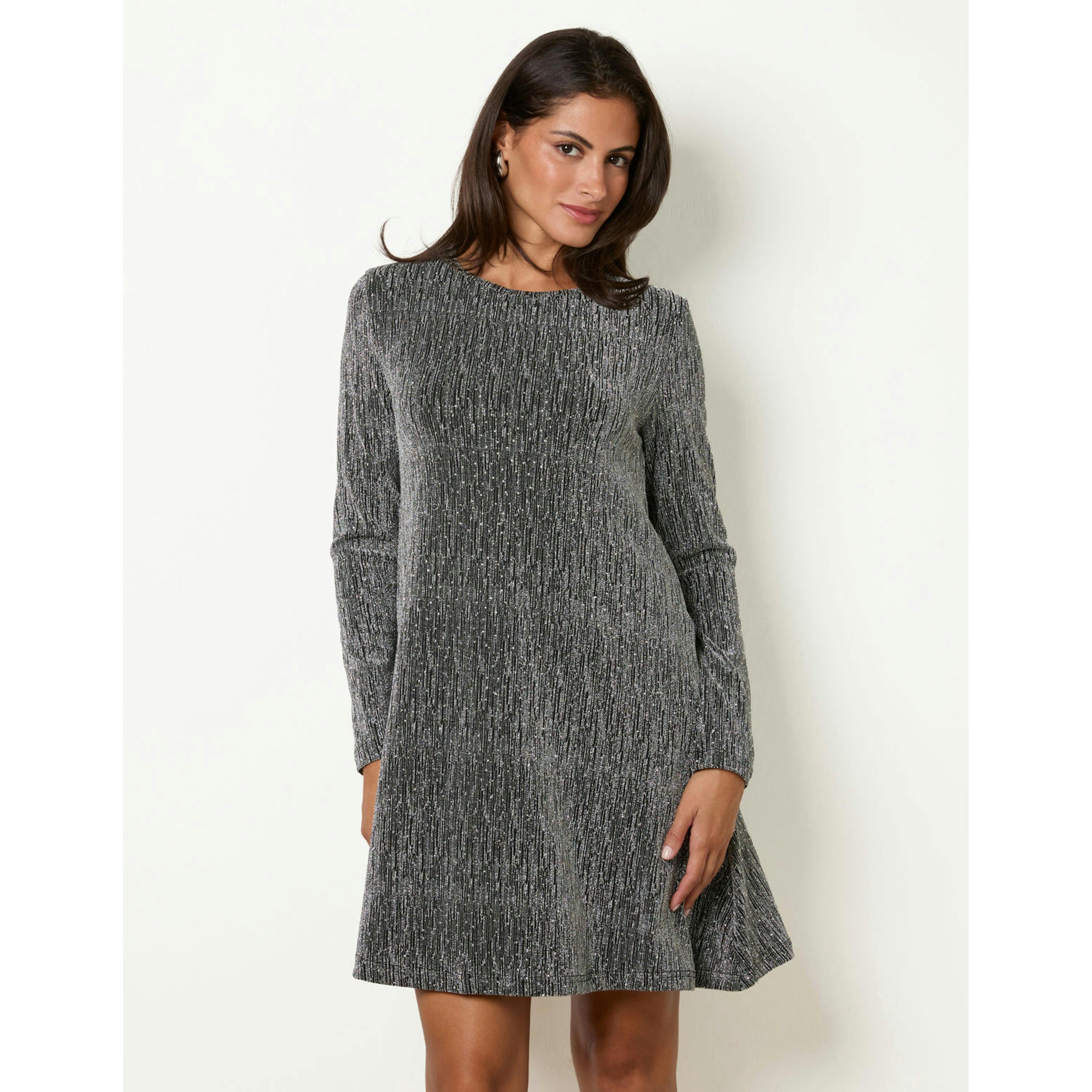 Blue Vanilla Metallic Diamante Swing Dress  in Silver , view 3 of 5