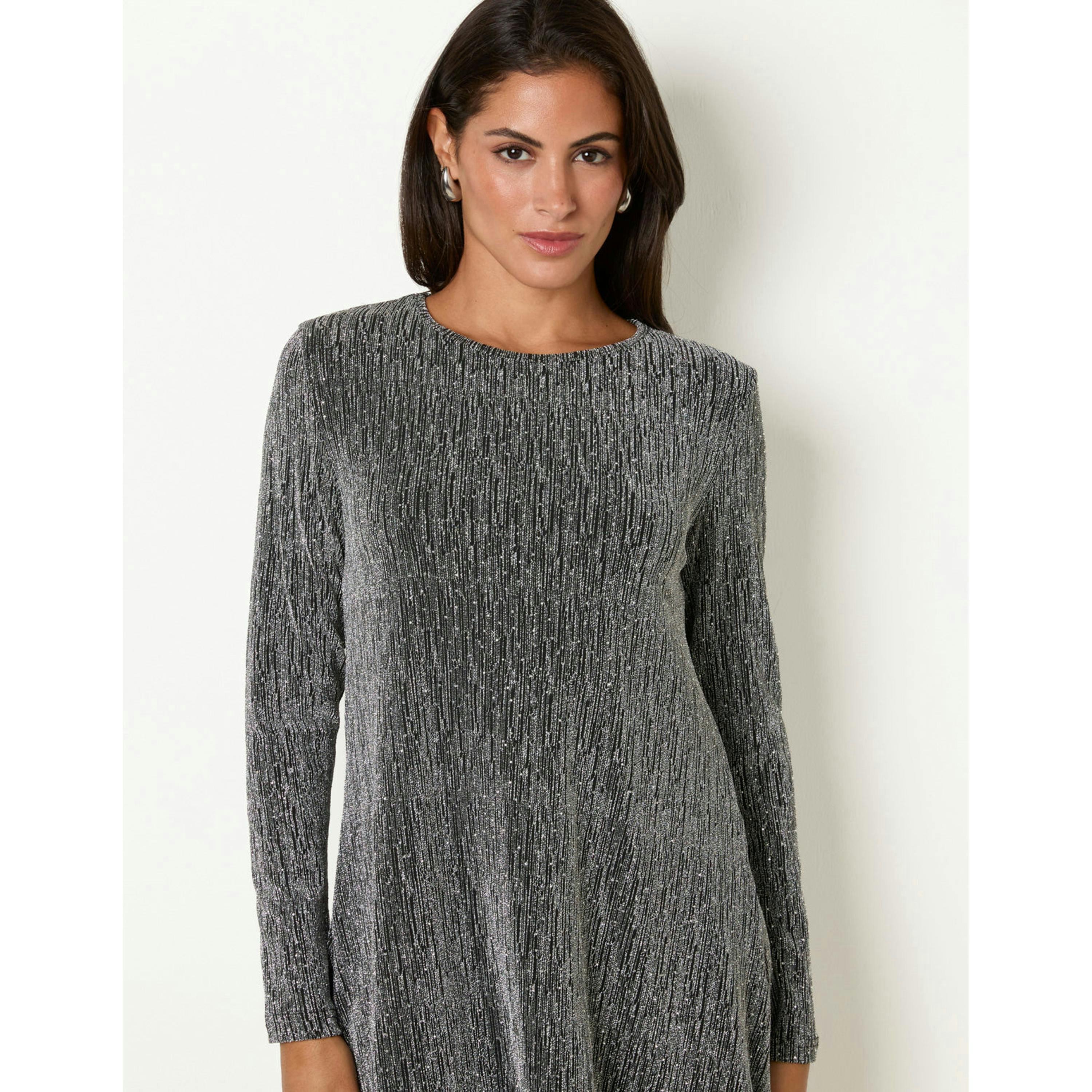 Blue Vanilla Metallic Diamante Swing Dress  in Silver , view 4 of 5