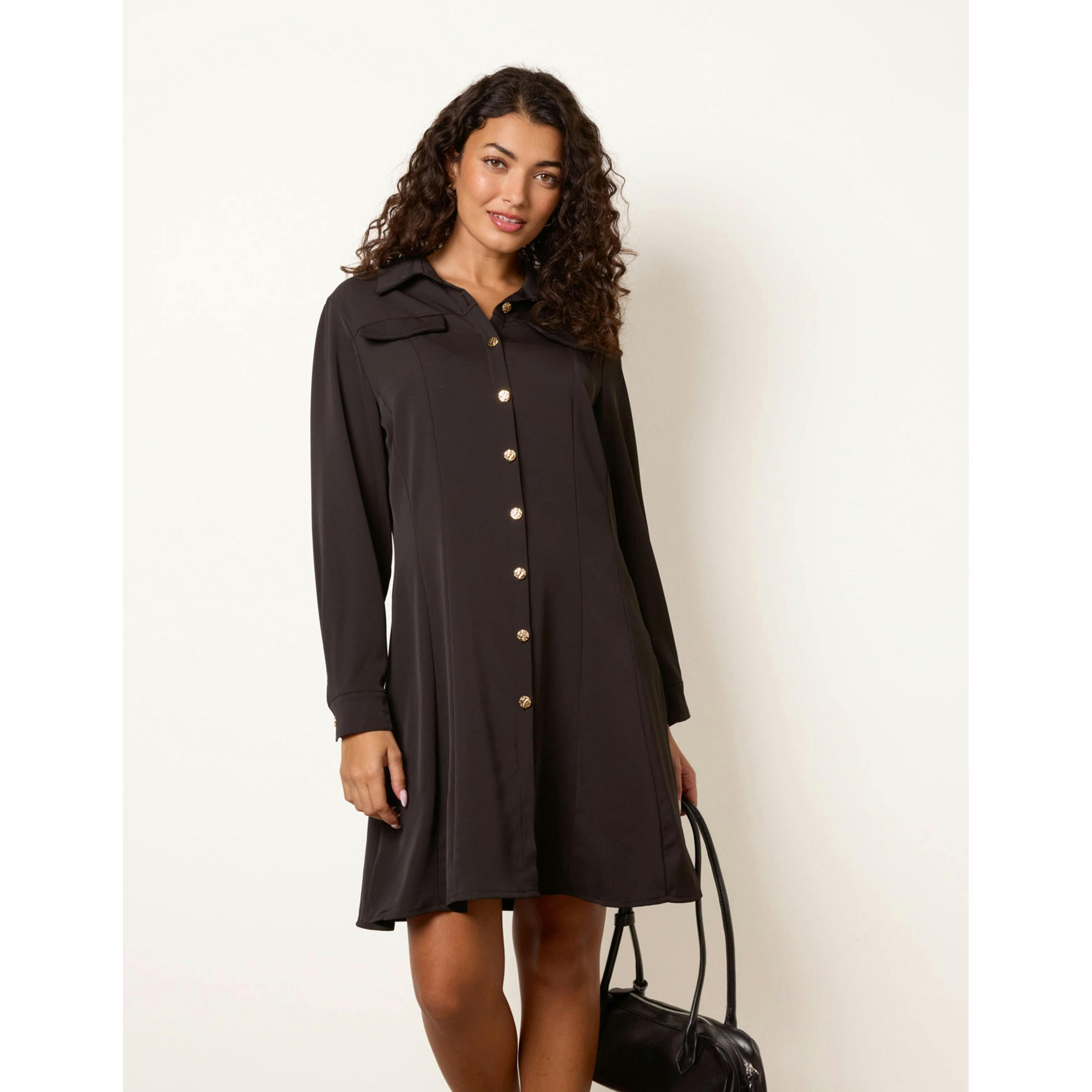 Blue Vanilla Crepe Fit & Flare Mini Dress  in Black , view 4 of 4