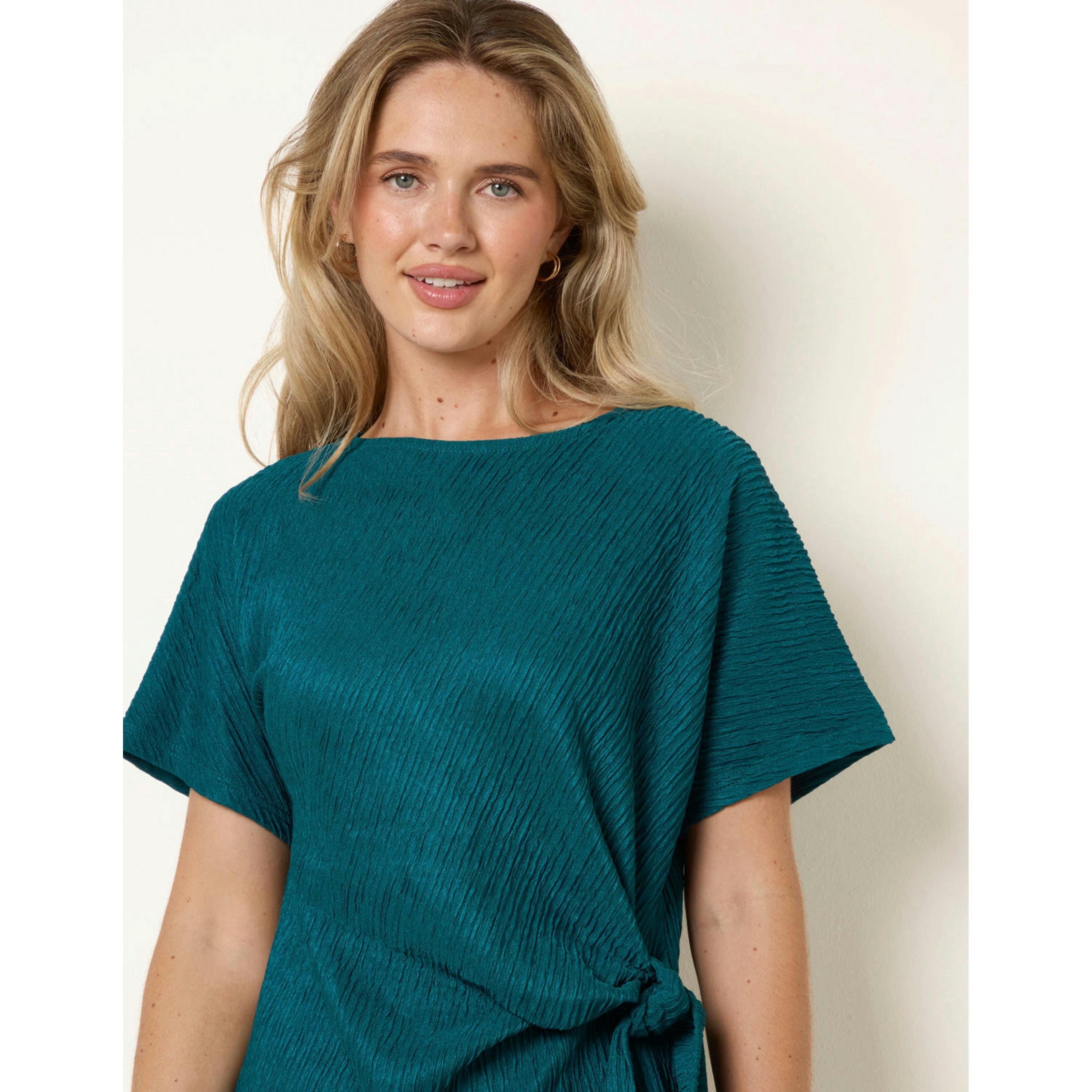 Blue Vanilla Side Tie Crinkle Top  in Green , view 3 of 4