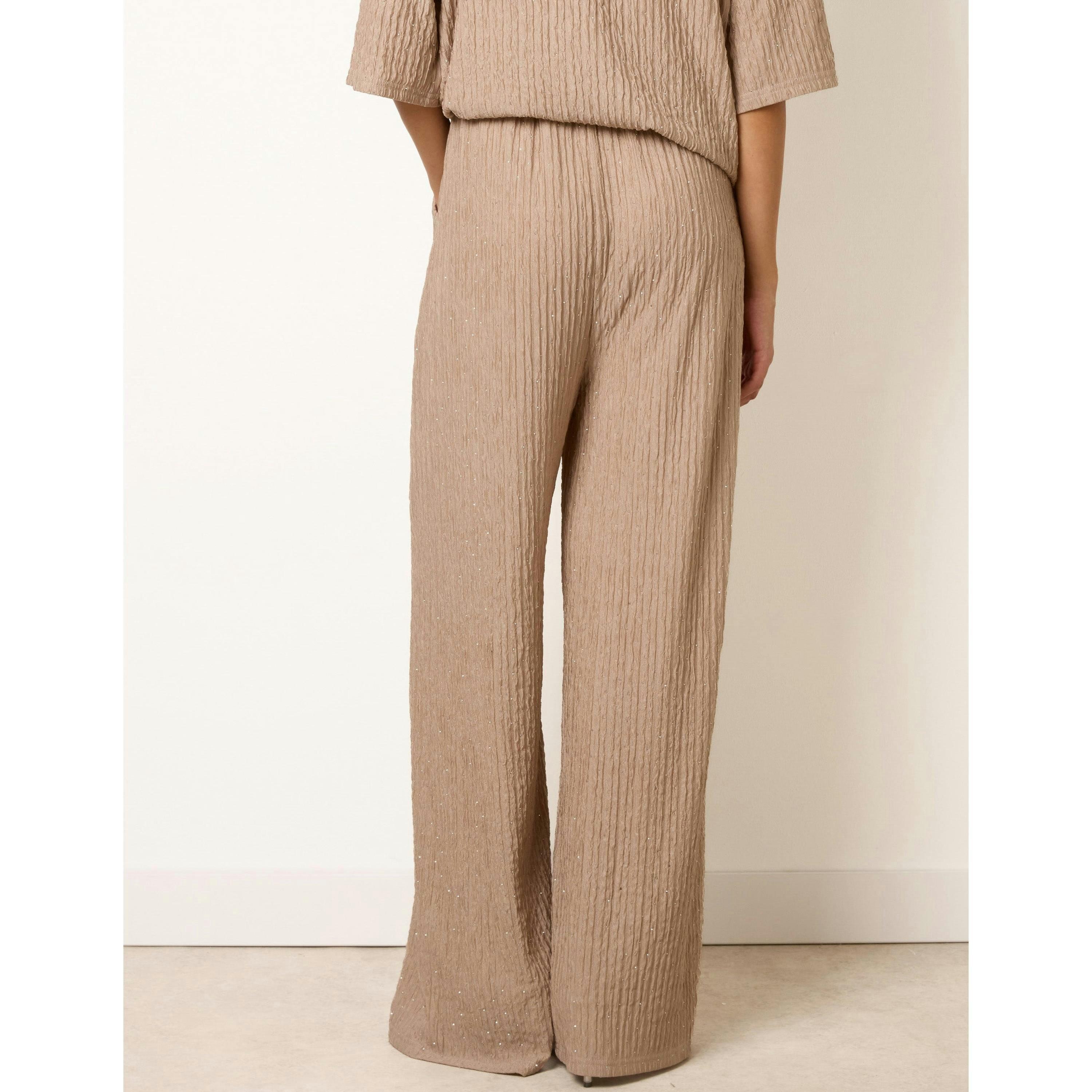 Blue Vanilla Diamante Textured Trousers  in Stone , view 2 of 4