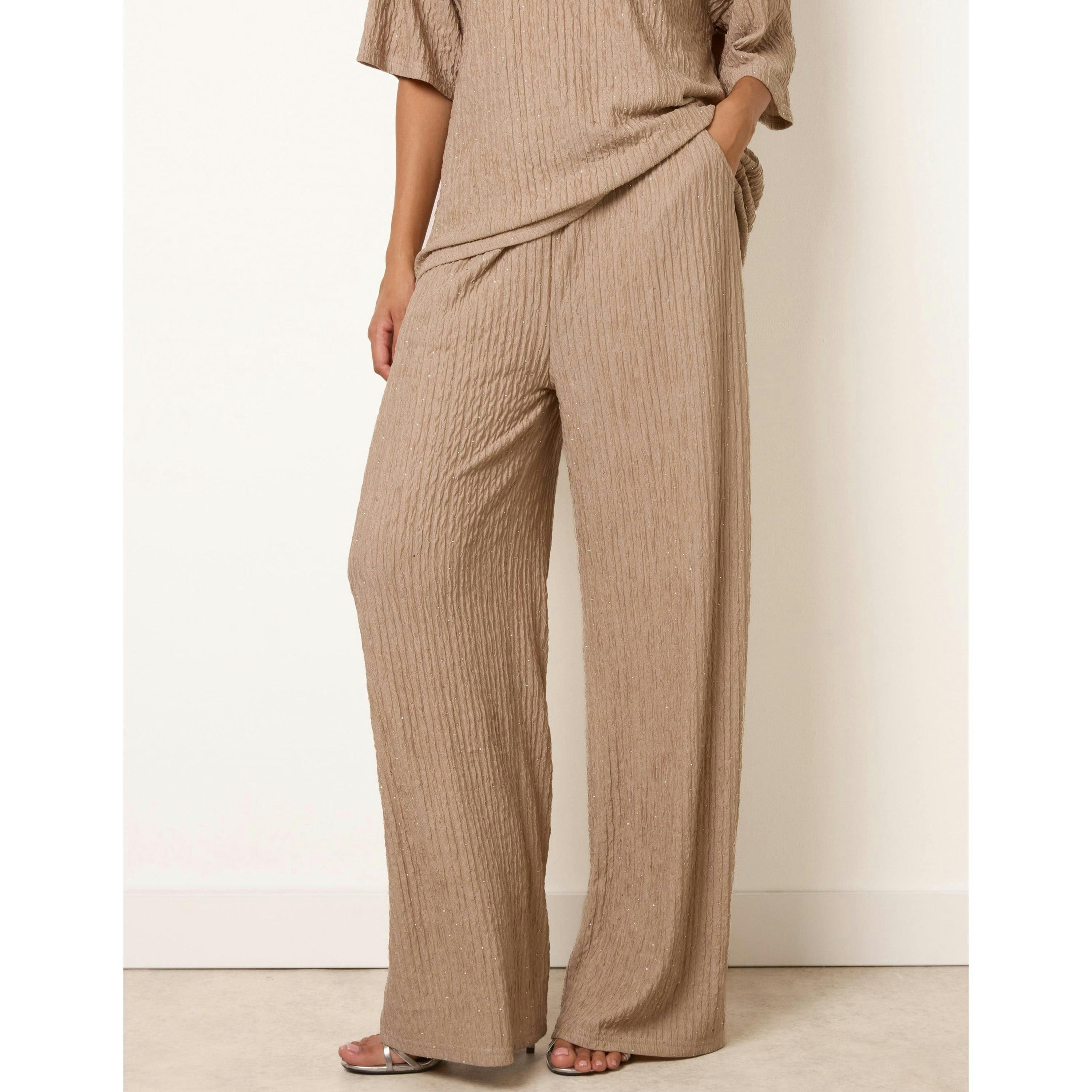 Blue Vanilla Diamante Textured Trousers  in Stone , view 3 of 4