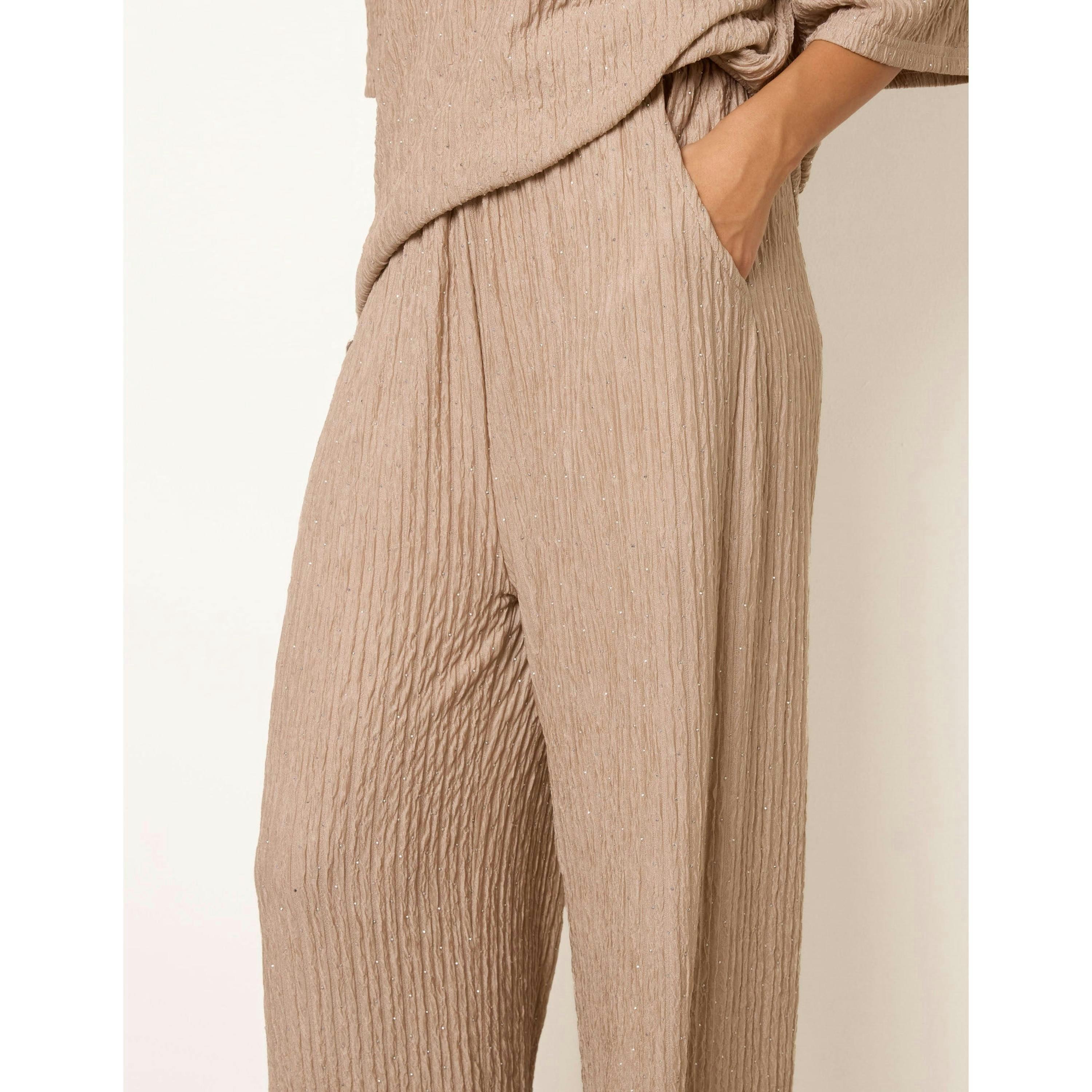 Blue Vanilla Diamante Textured Trousers  in Stone , view 4 of 4