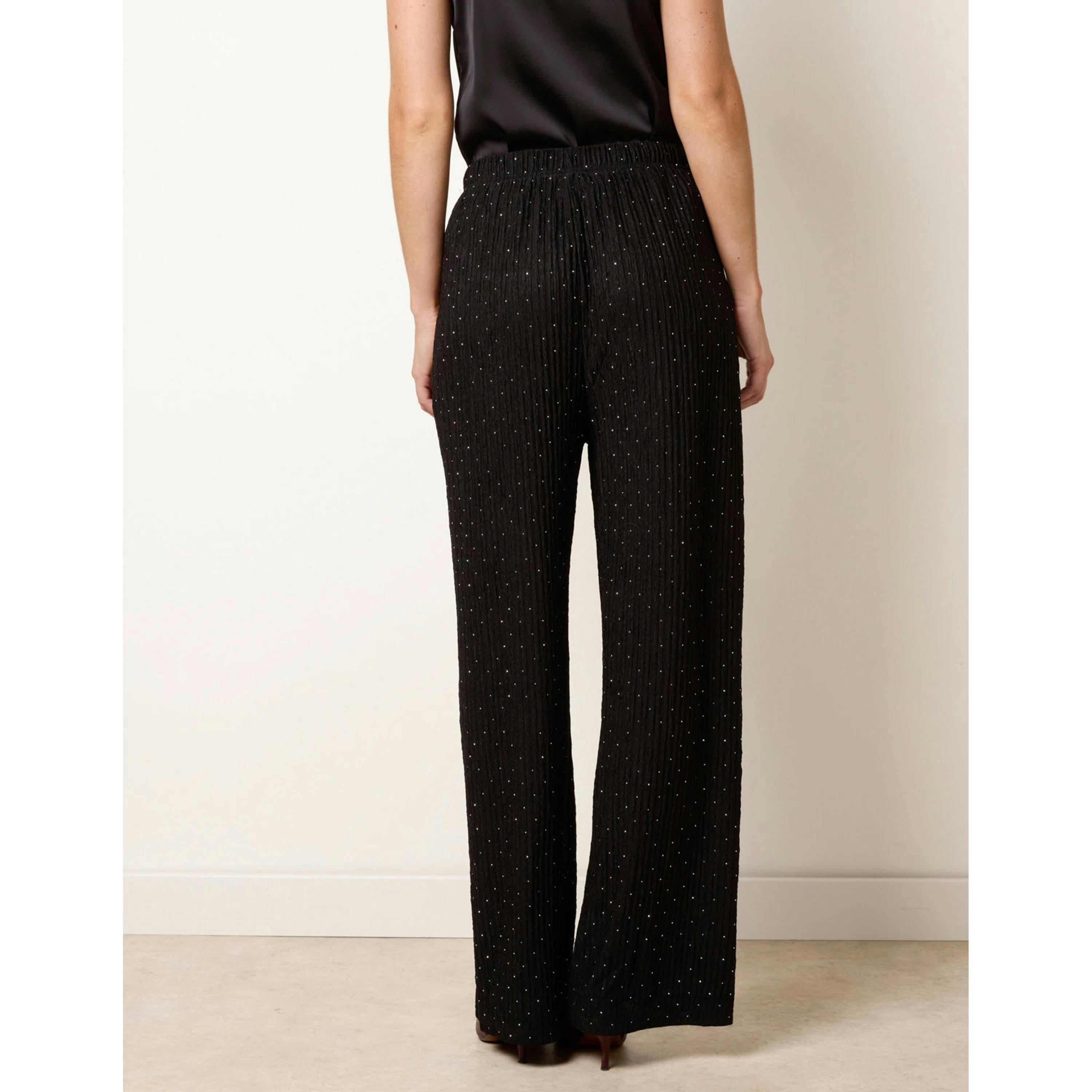 Blue Vanilla Diamante Textured Trousers  in Black , view 2 of 4