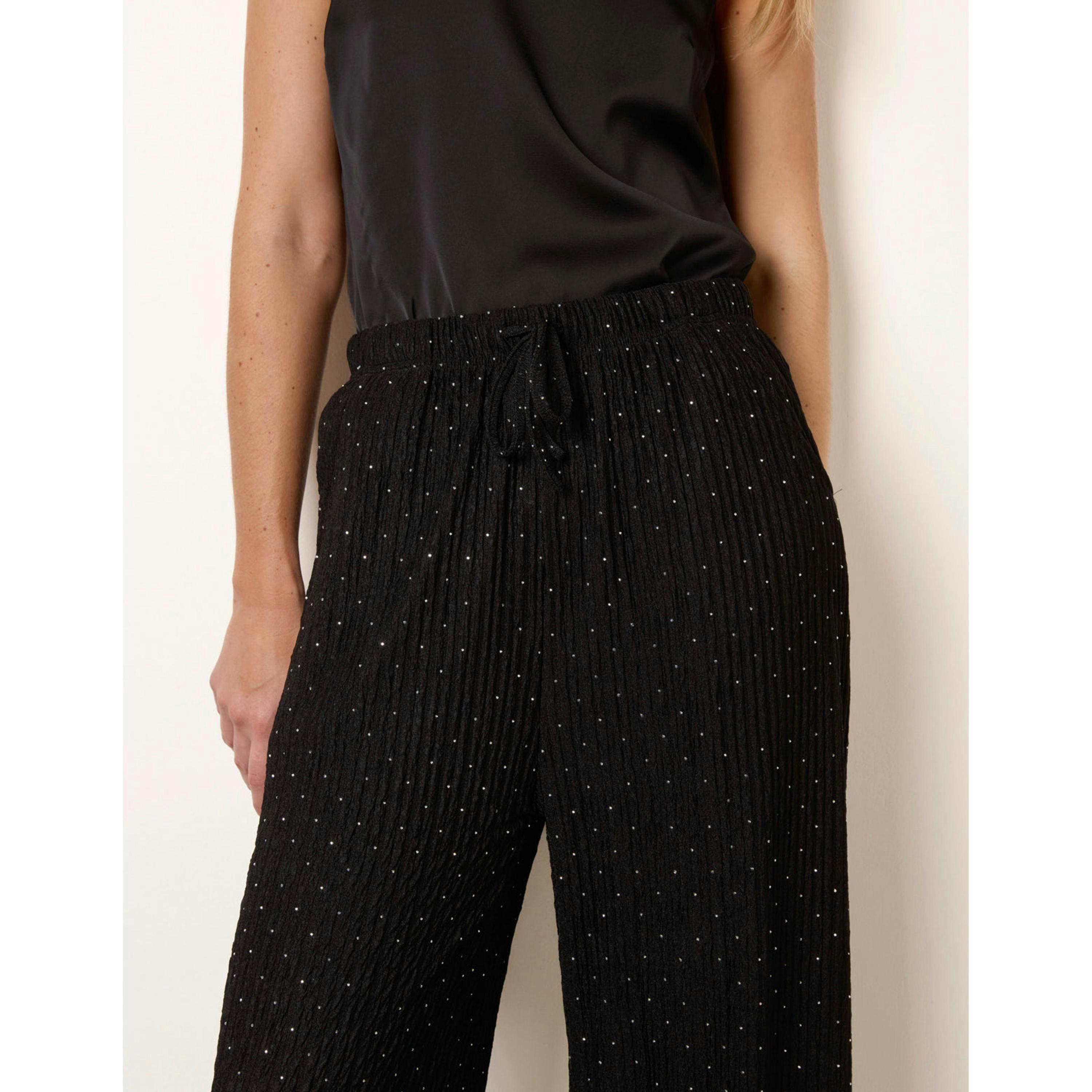 Blue Vanilla Diamante Textured Trousers  in Black , view 3 of 4