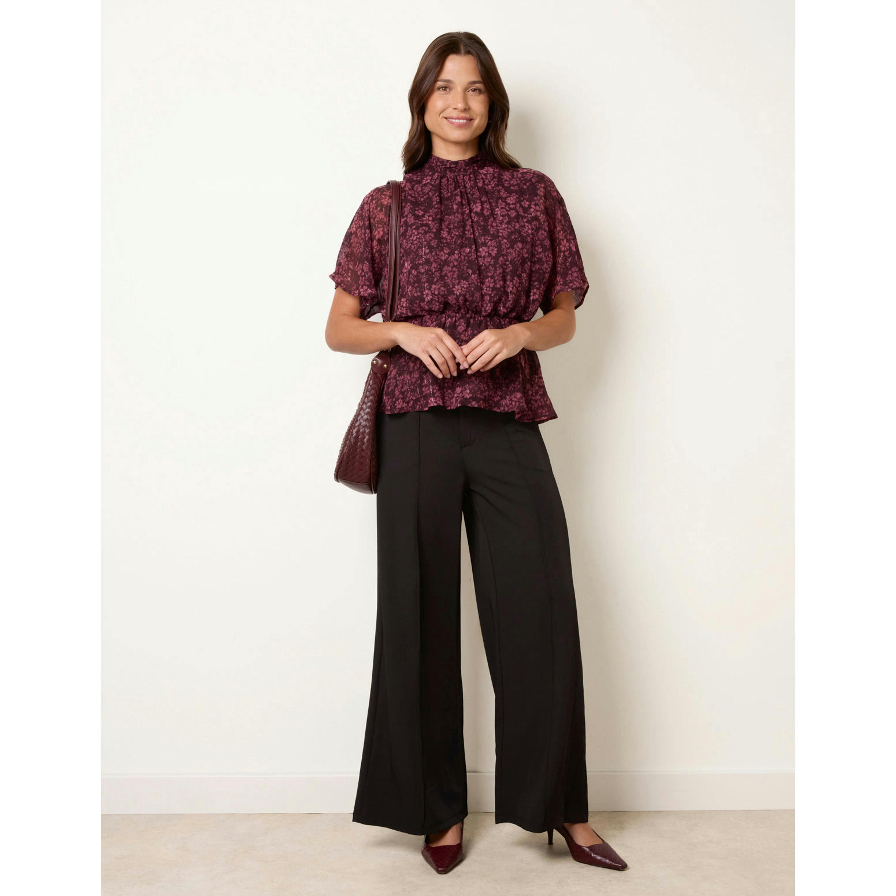 Blue Vanilla High Neck Floral Top  in Multicolour , view 3 of 4