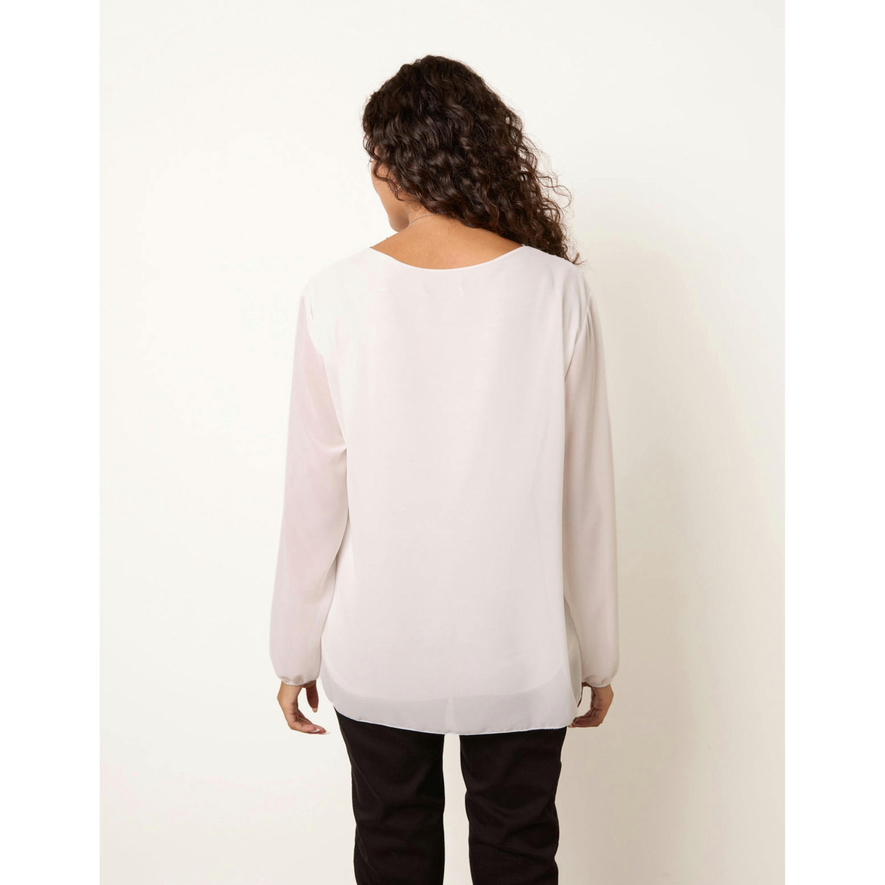 Blue Vanilla Long Sleeve Pleated Top  in Ivory , view 2 of 4