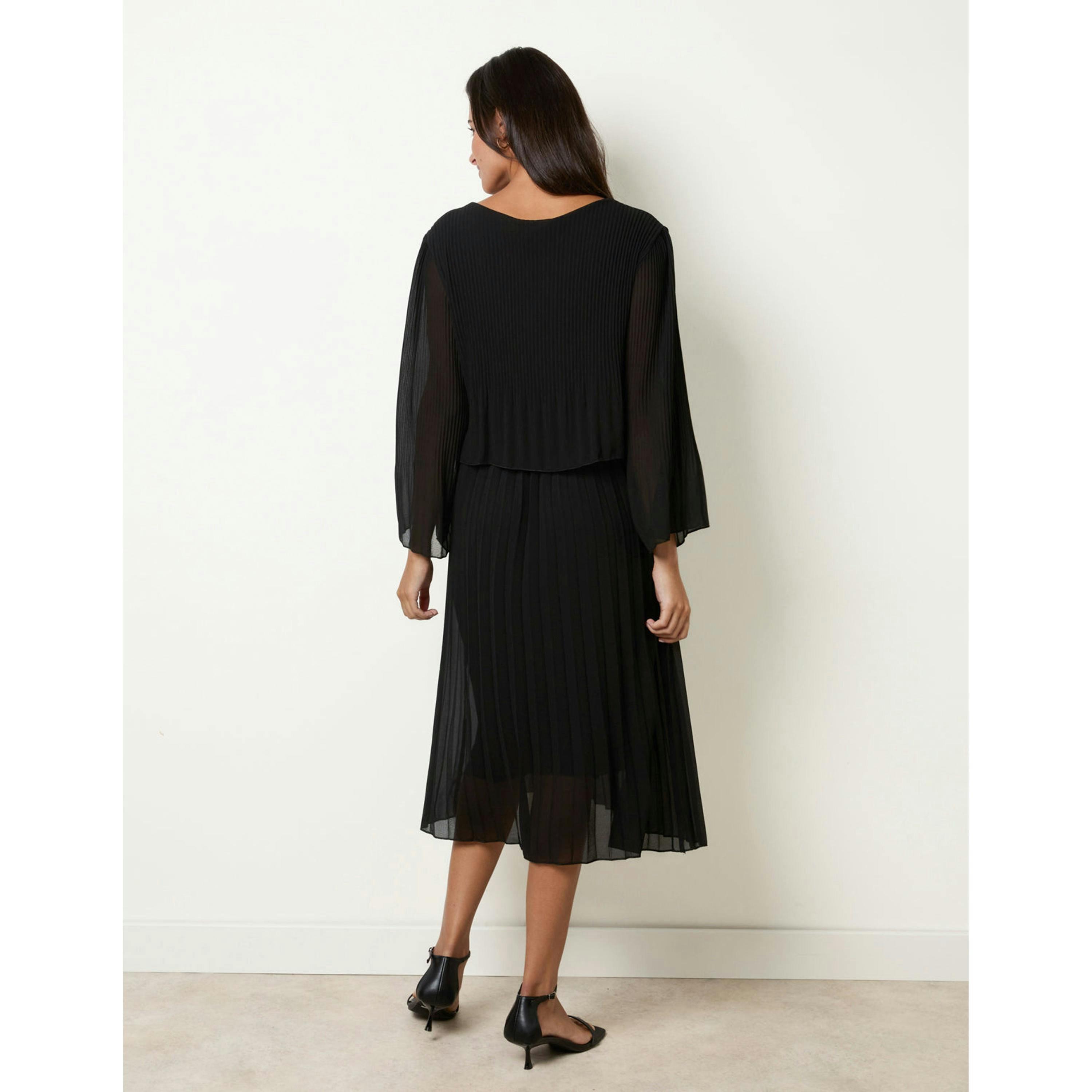 Blue Vanilla Chiffon Pleated Dress  in Black , view 2 of 4
