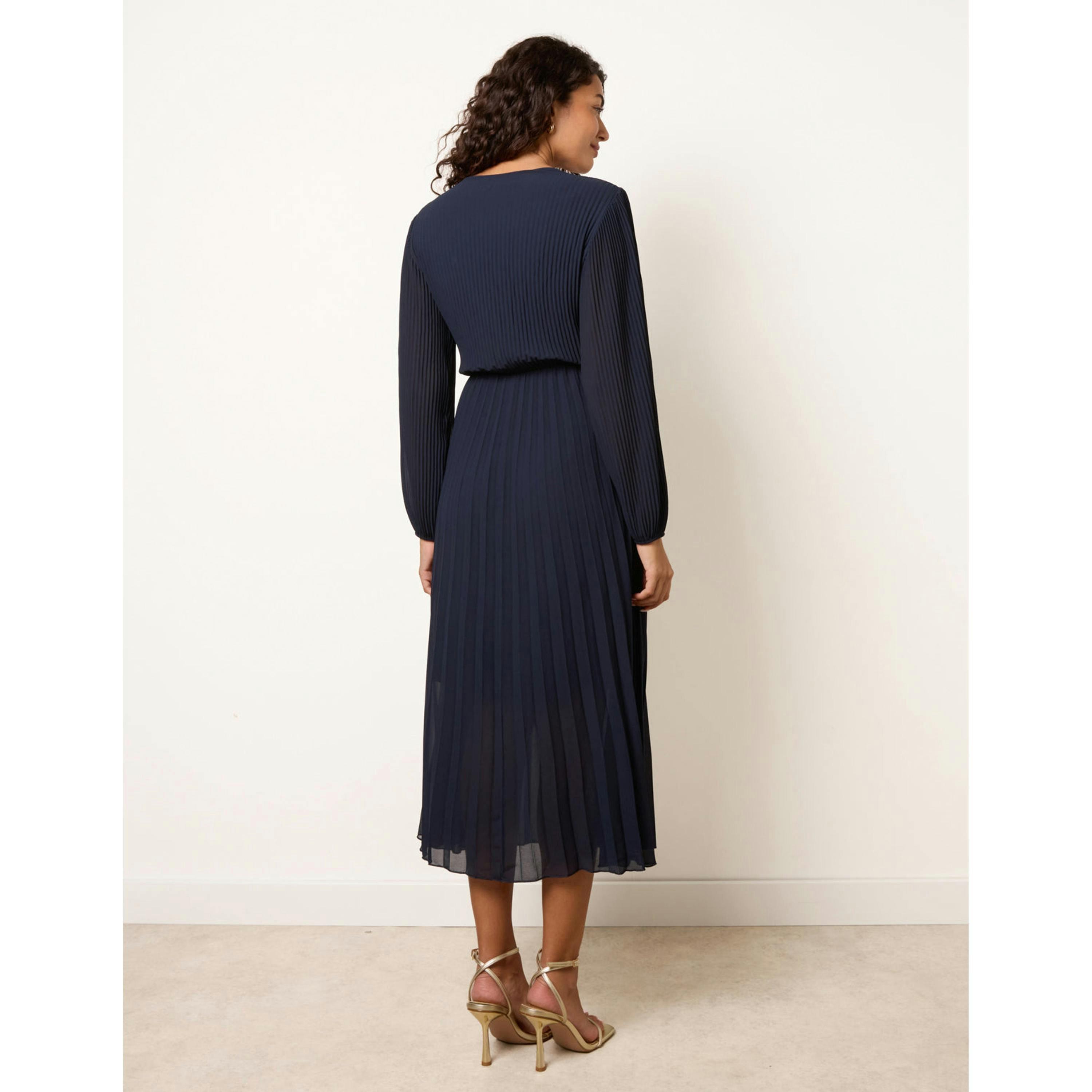 Blue Vanilla Chiffon Pleated Dress  in Navy , view 2 of 4