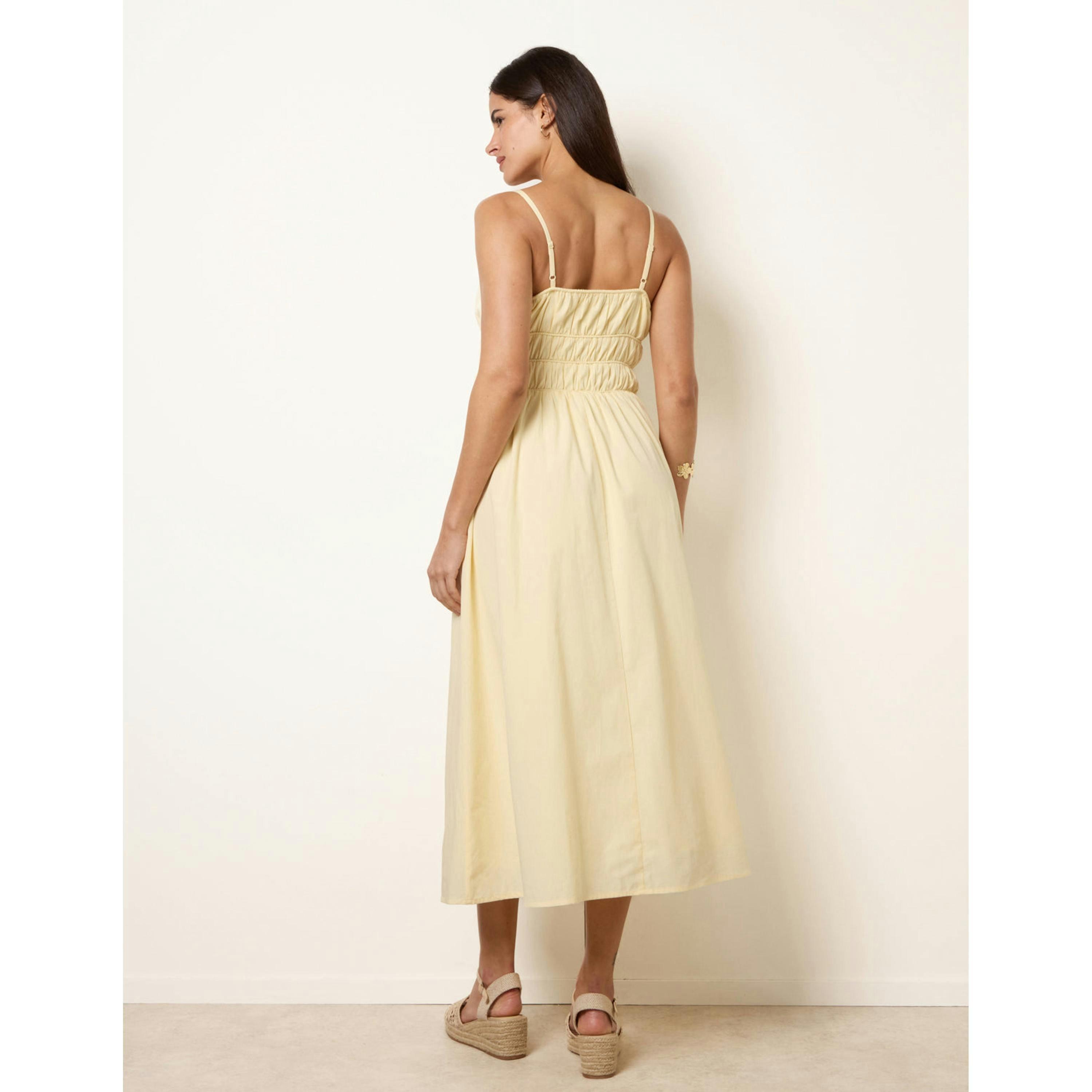 Blue Vanilla Ruched Binding Strappy Midi Dress  in Yellow , view 2 of 4