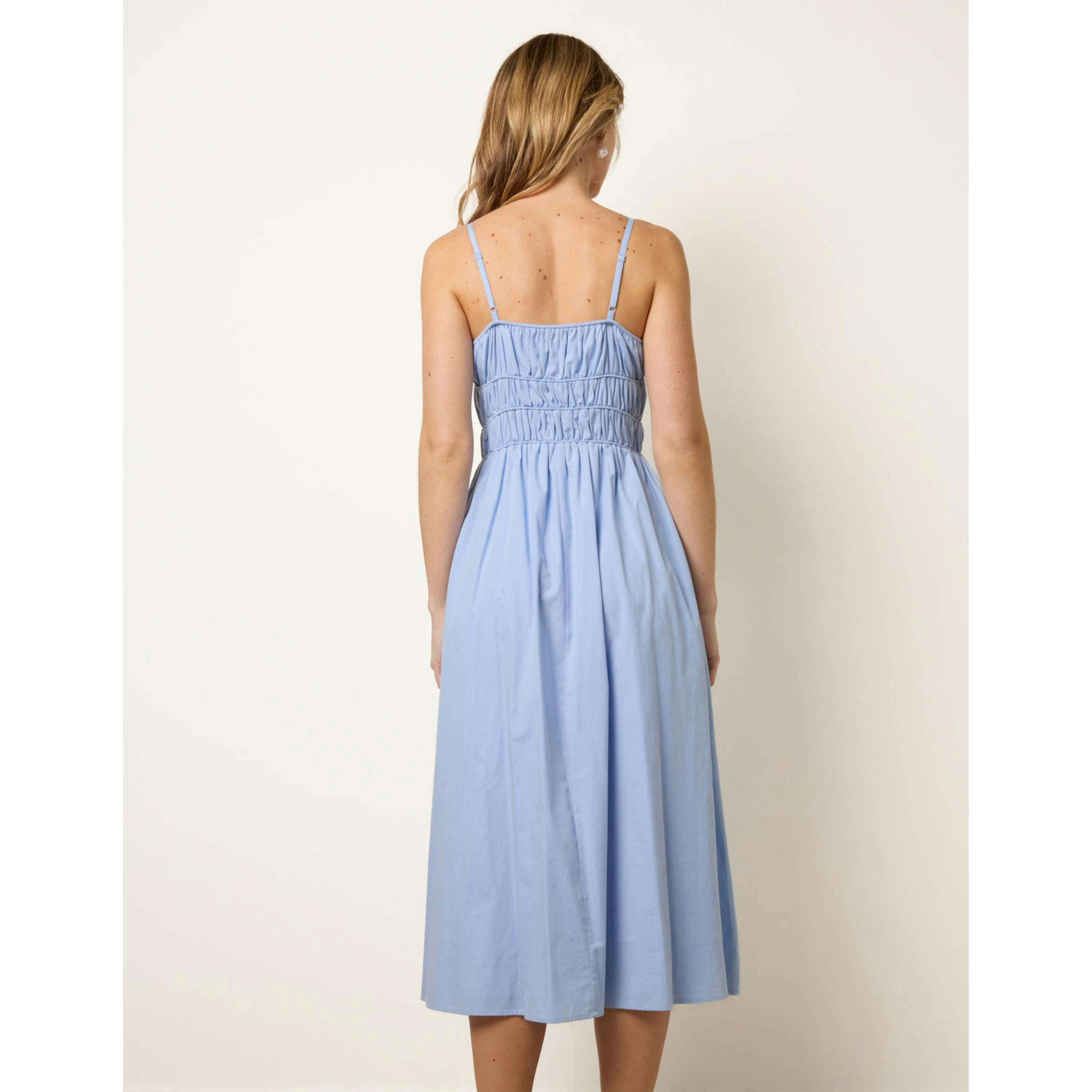 Blue Vanilla Ruched Binding Strappy Midi Dress  in Blue , view 2 of 4