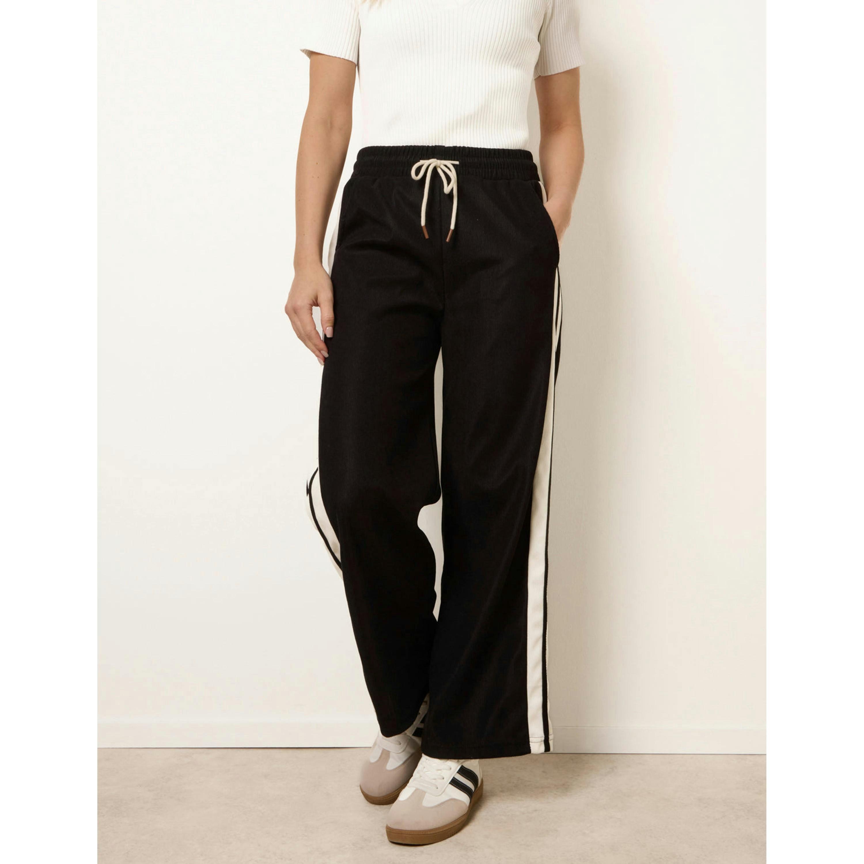 Blue Vanilla Corduroy Side Stripes Trousers  in Black , view 3 of 4