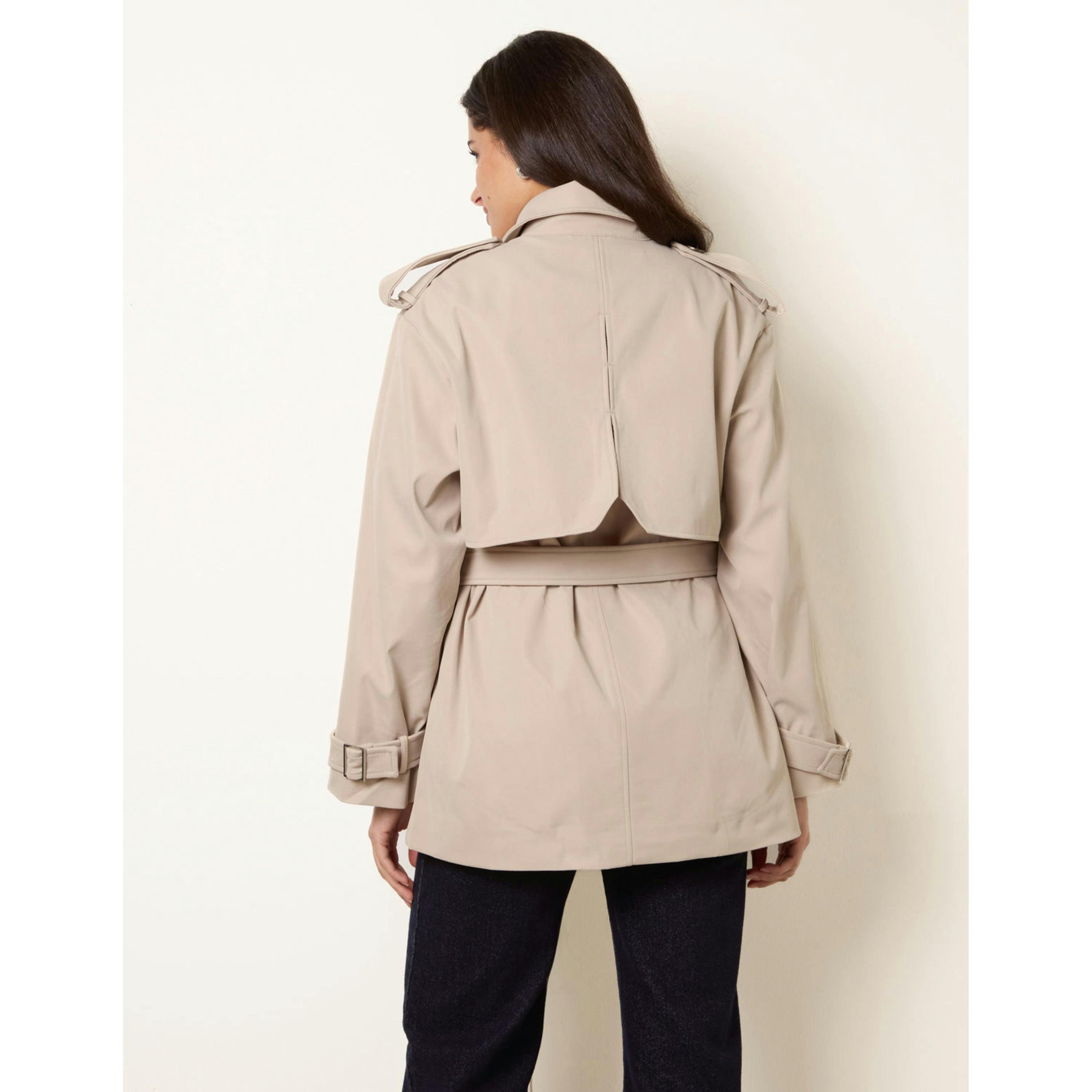 Blue Vanilla Short Trench Coat  in Stone , view 2 of 4
