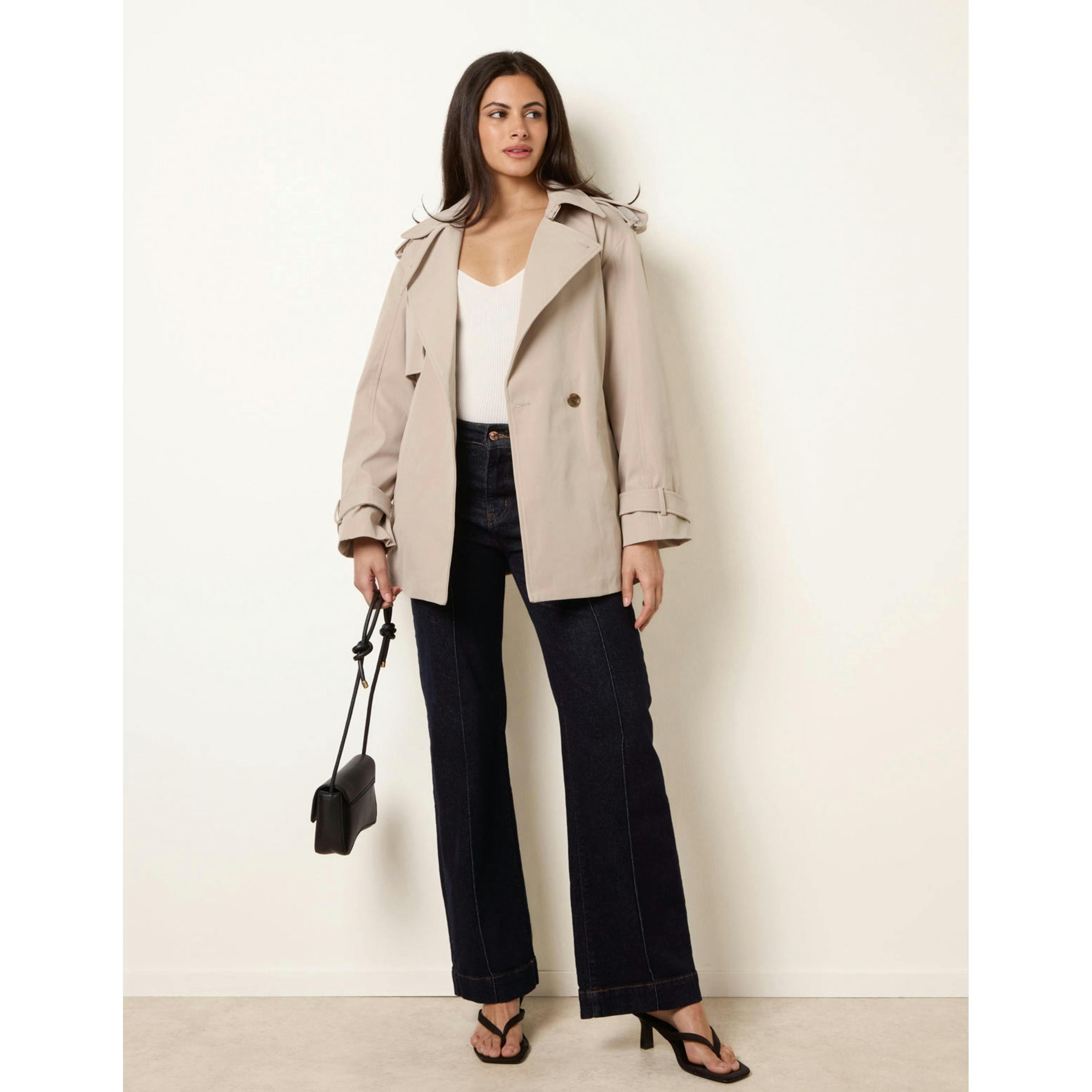Blue Vanilla Short Trench Coat  in Stone , view 4 of 4