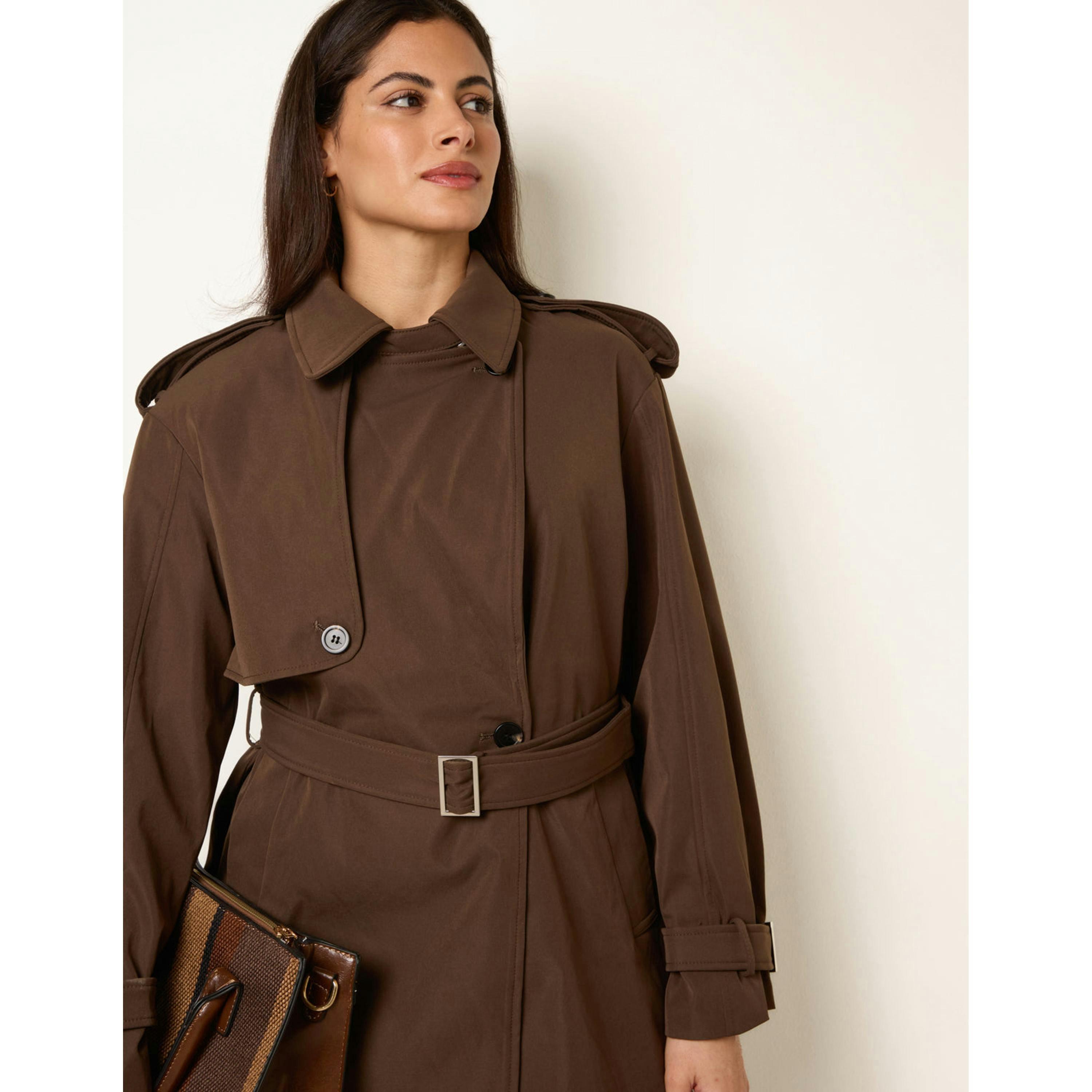 Blue Vanilla Short Trench Coat  in Brown , view 4 of 4