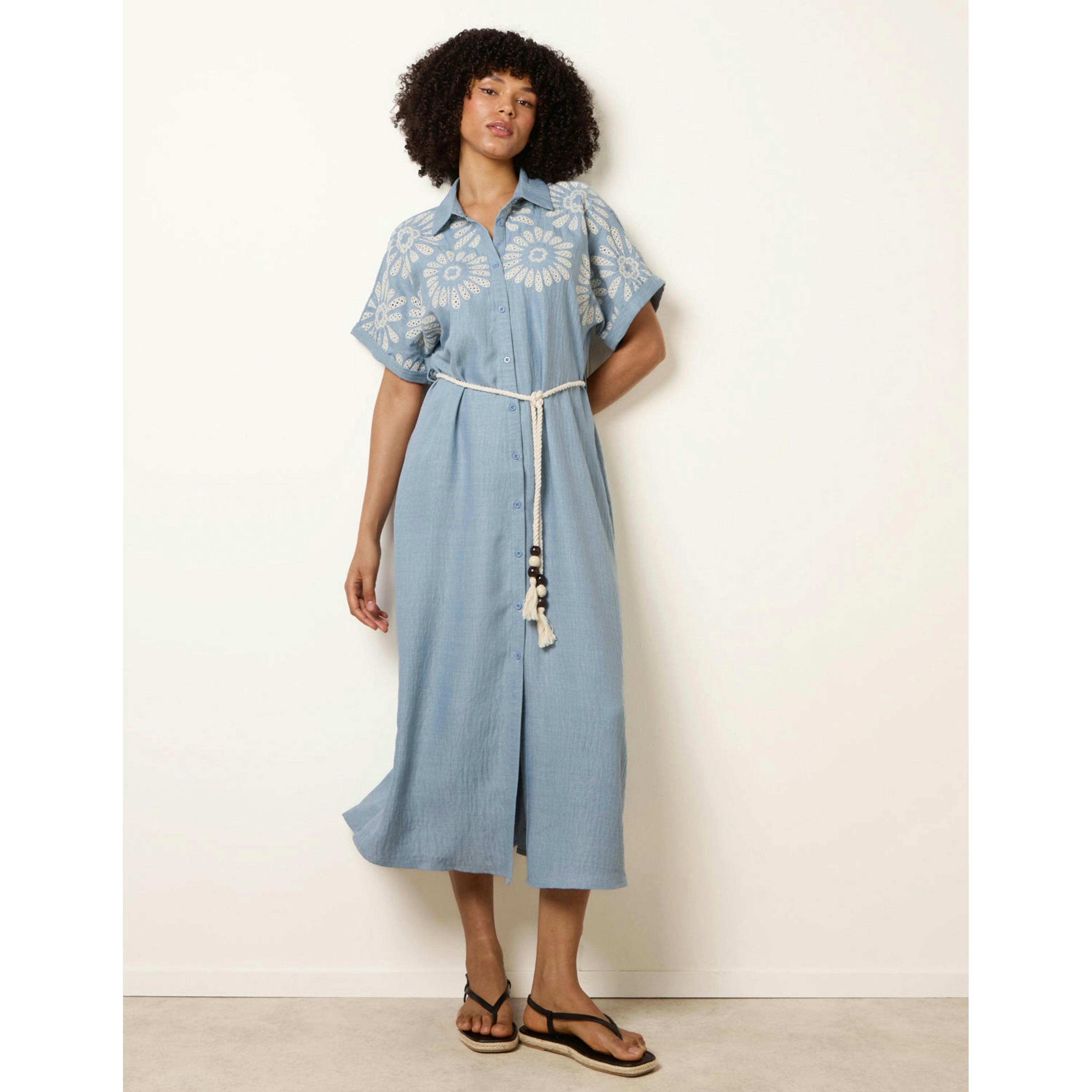 Blue Vanilla Floral Cutwork Embroidery Dress  in Blue , view 4 of 4
