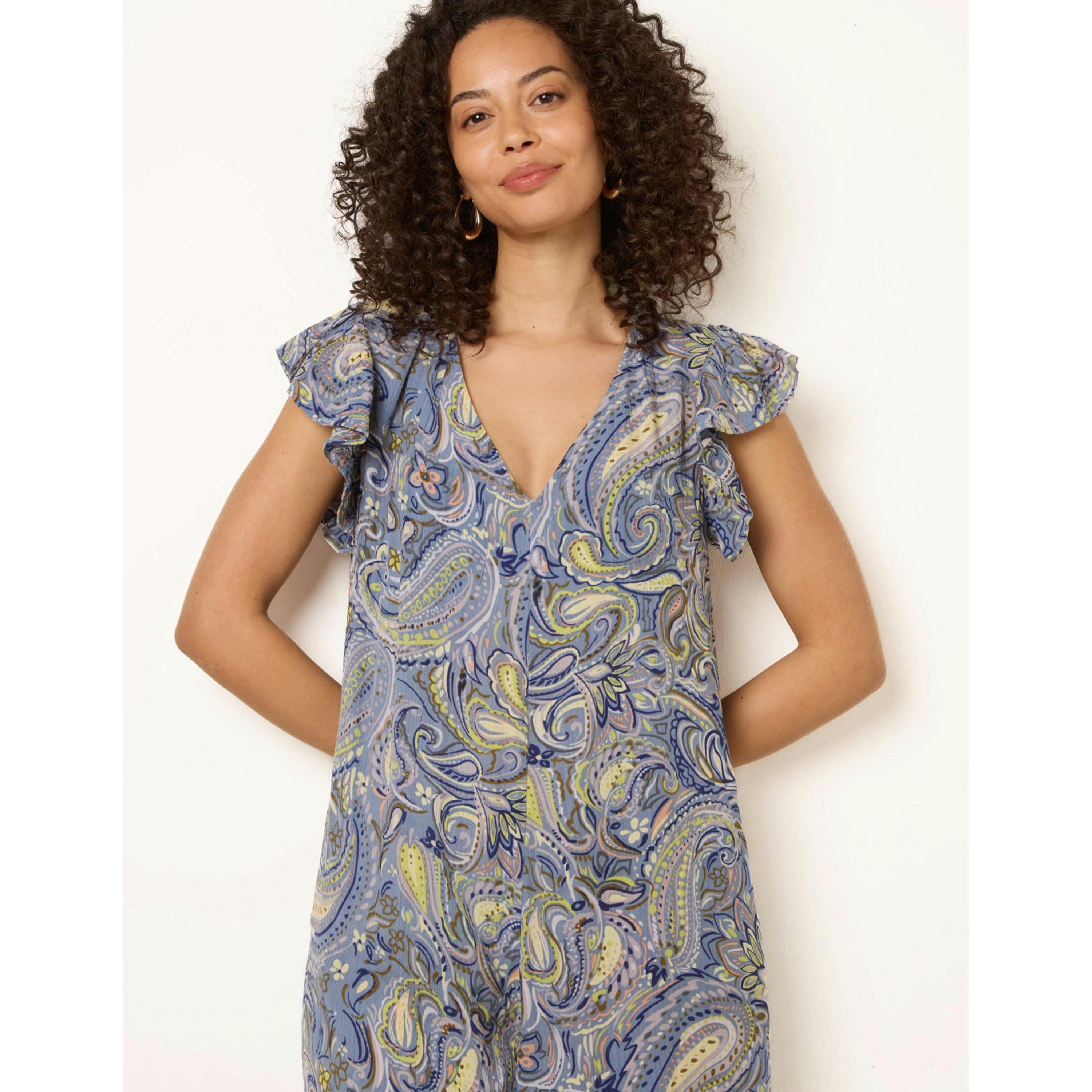 Blue Vanilla Ruffle Detail Jumpsuit  in Blue , view 3 of 4