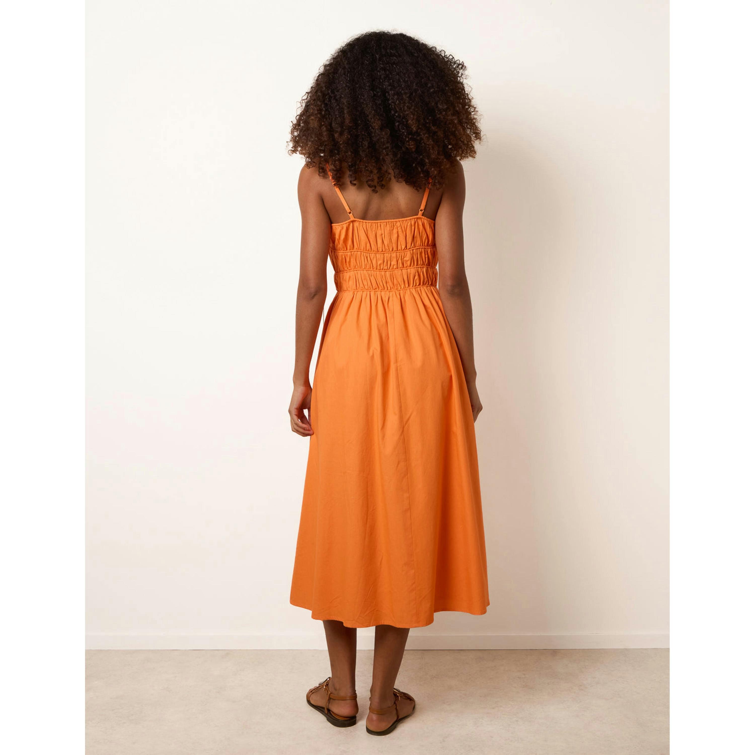 Blue Vanilla Ruched Binding Strappy Midi Dress  in Orange , view 2 of 4
