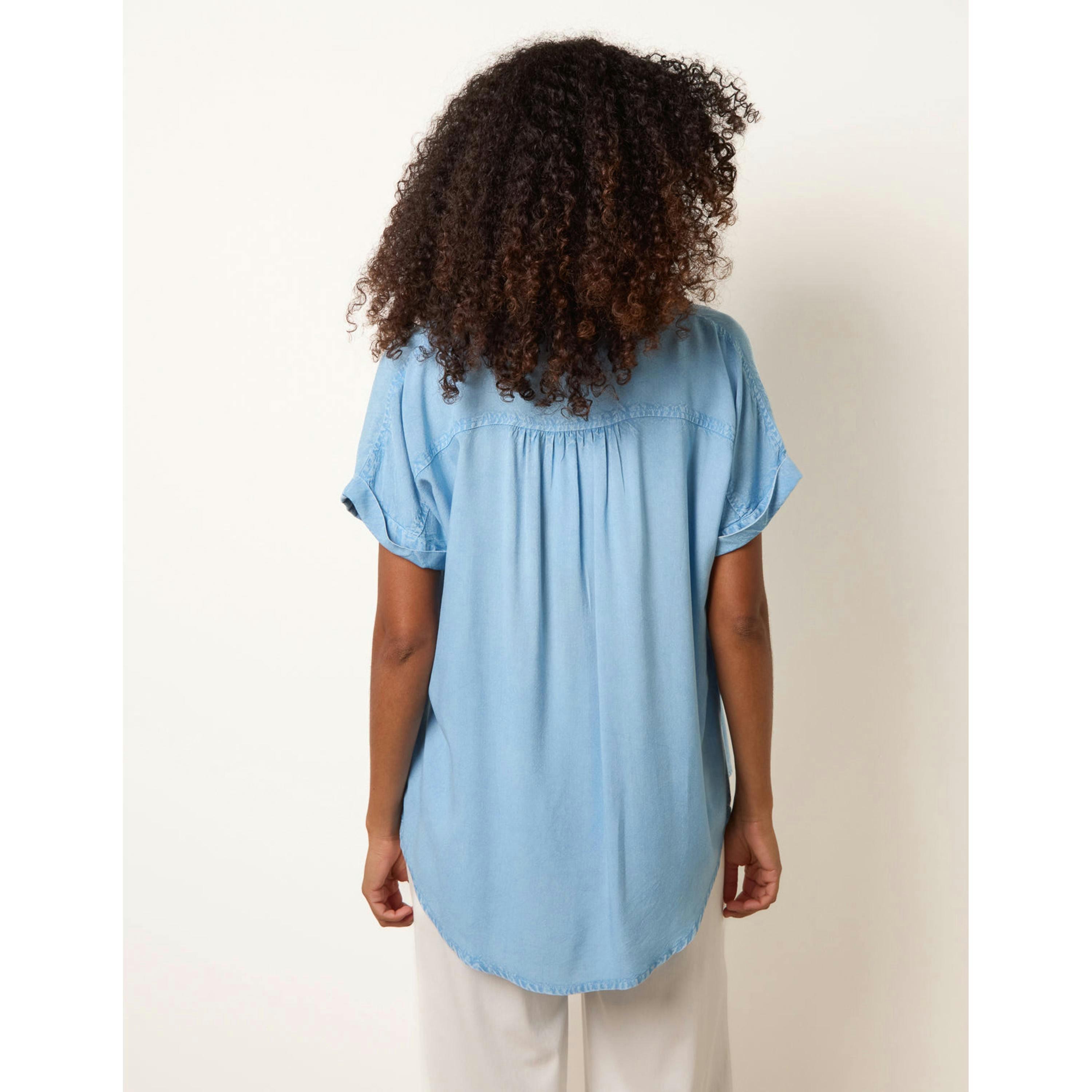 Blue Vanilla Button Front Shirt  in Blue , view 2 of 4