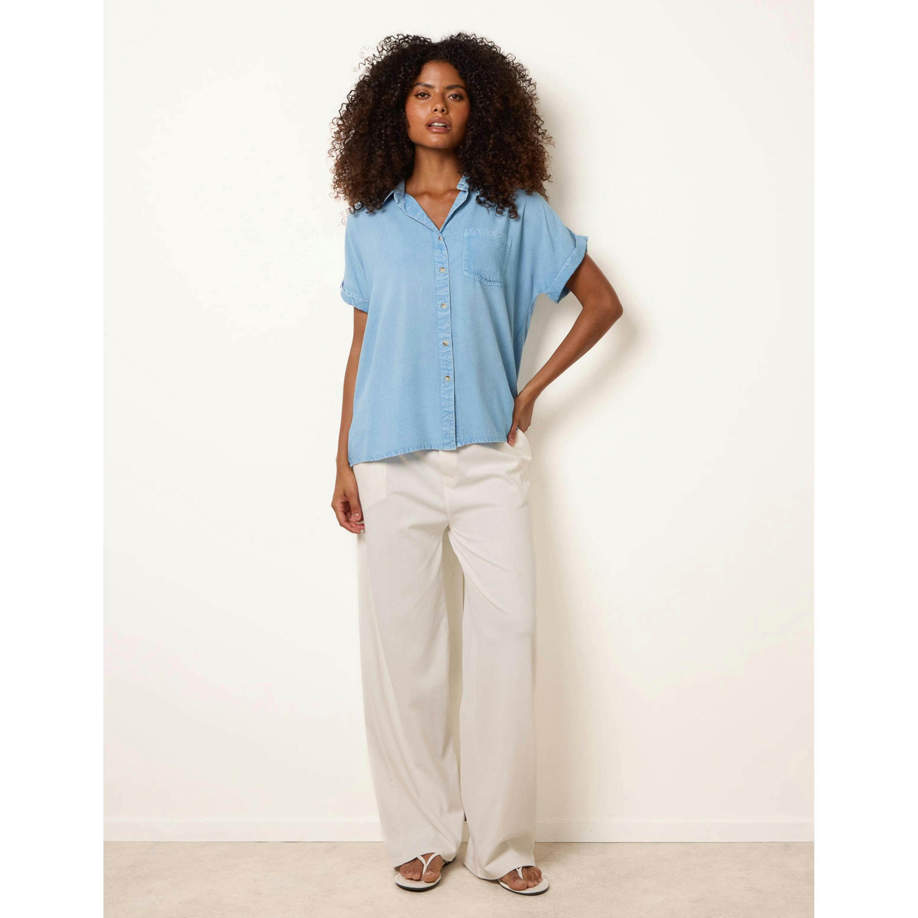 Blue Vanilla Button Front Shirt  in Blue , view 3 of 4