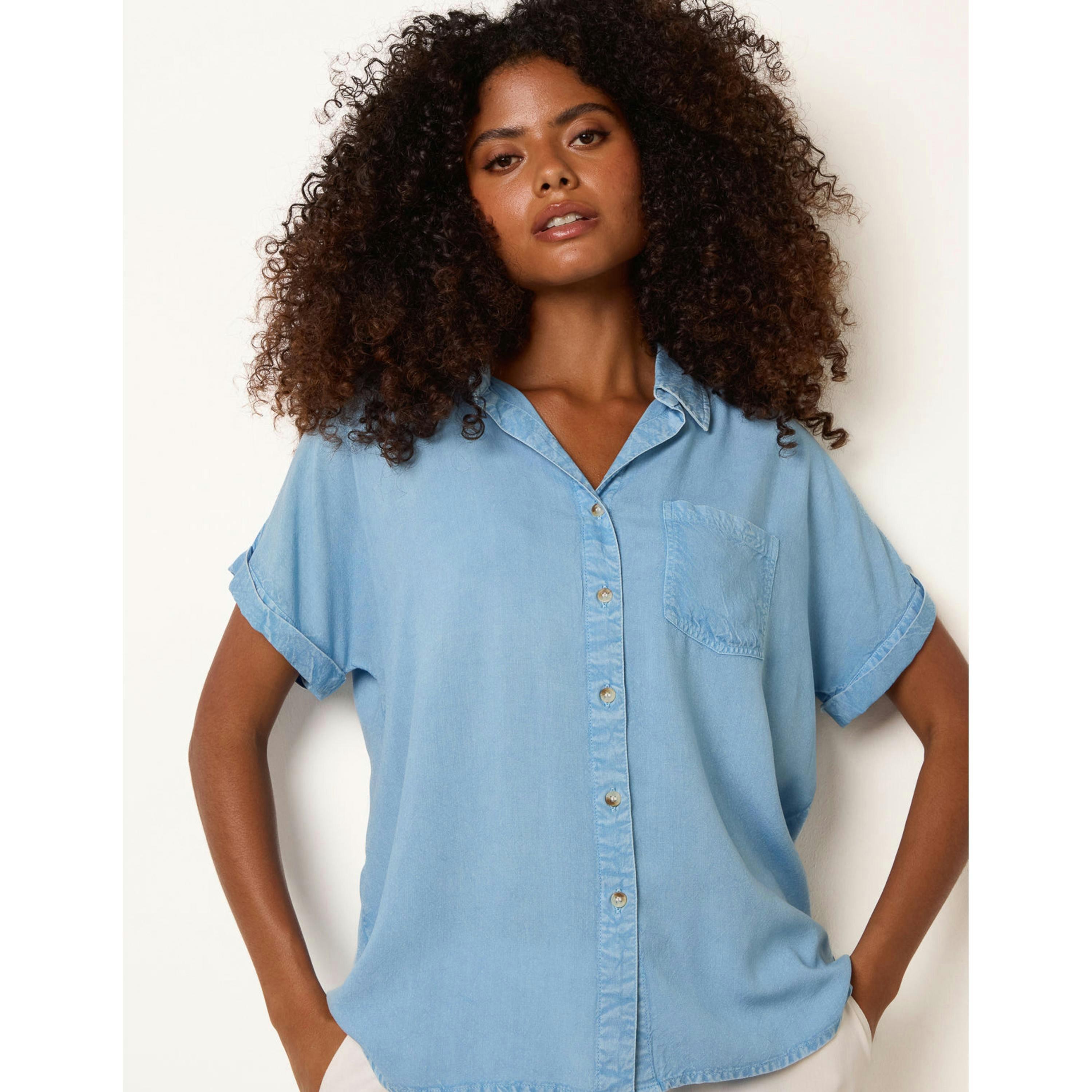 Blue Vanilla Button Front Shirt  in Blue , view 4 of 4