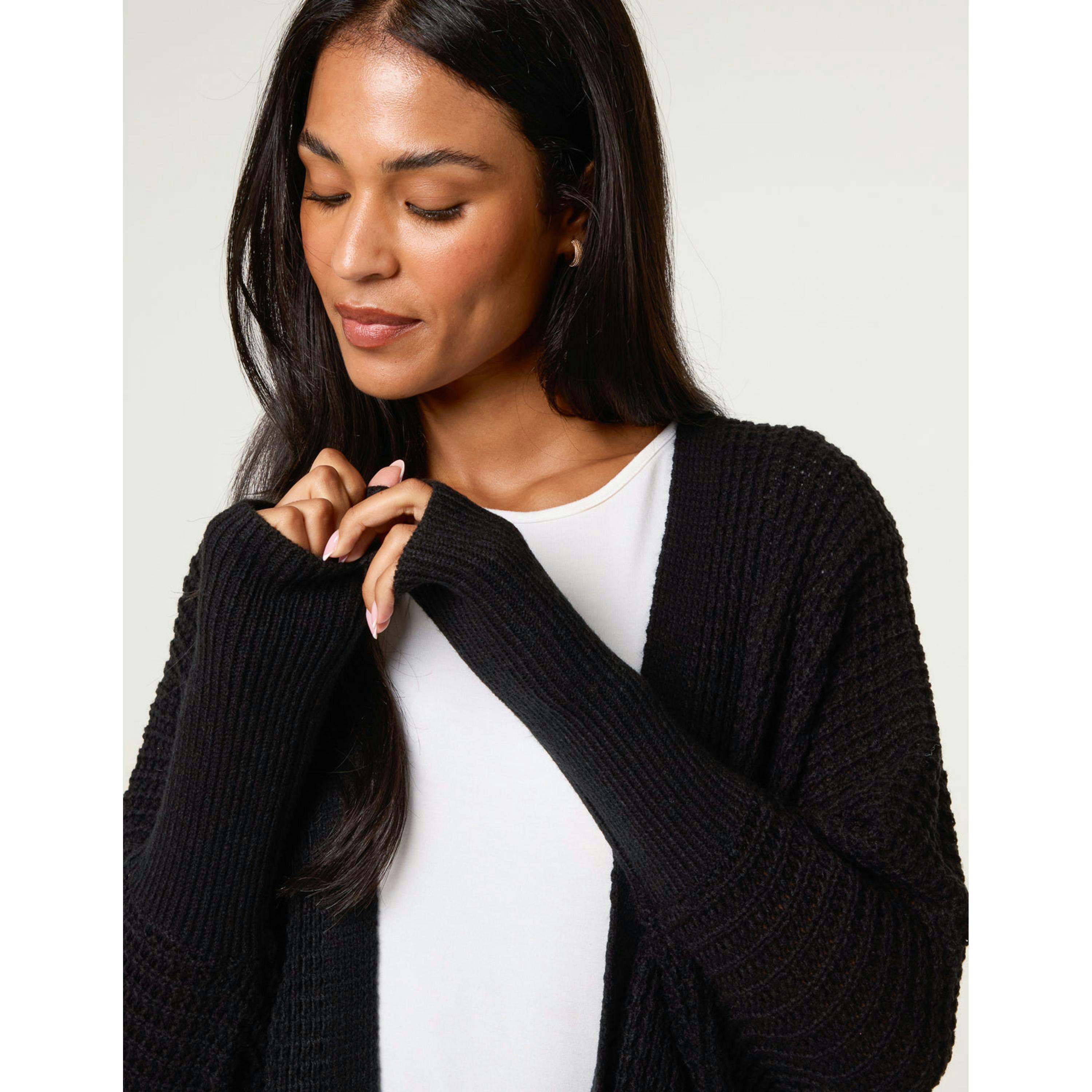 Blue Vanilla Textured Cardigan  in Black , view 2 of 4