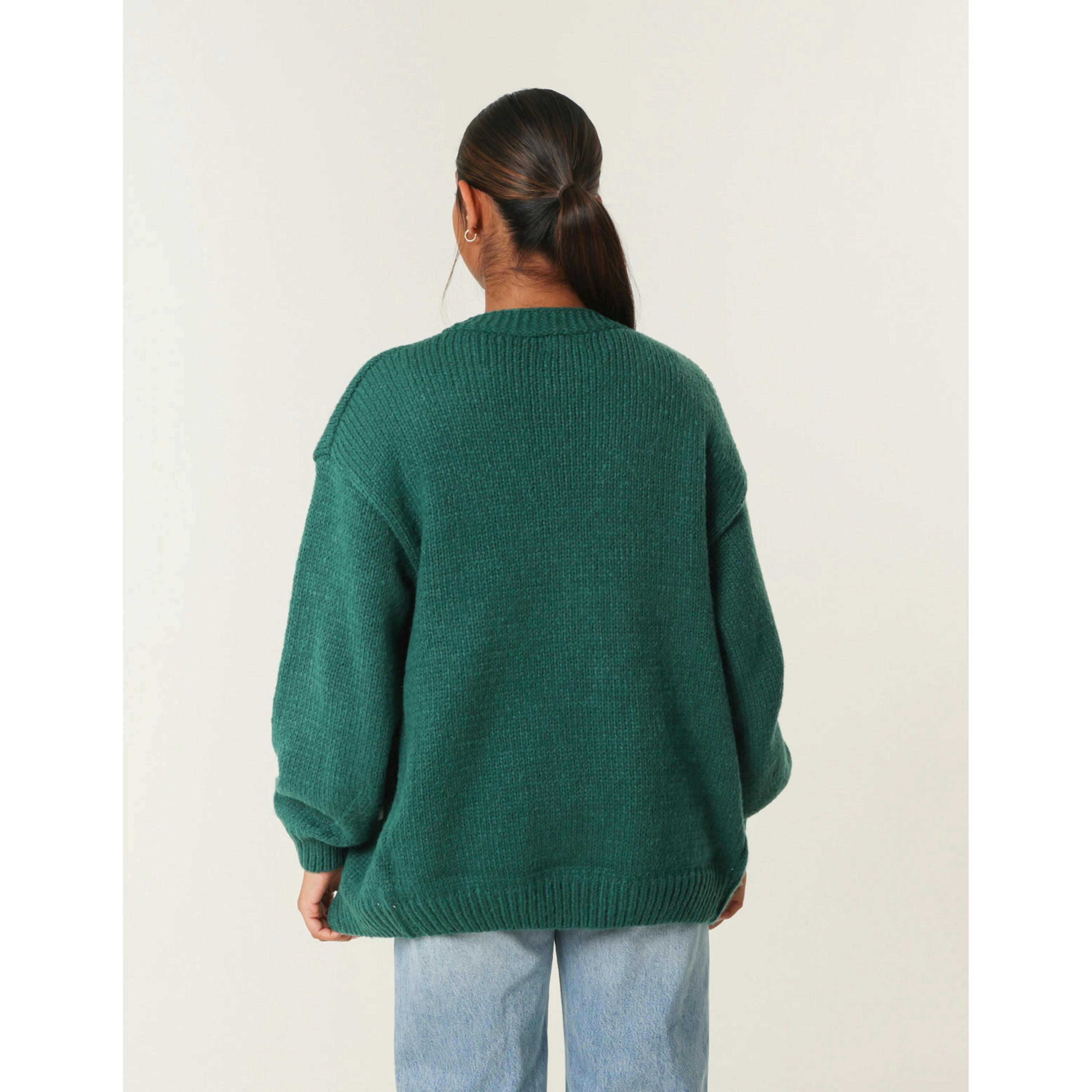 Blue Vanilla Daisy Large Flower Cardigan  in Green , view 2 of 5