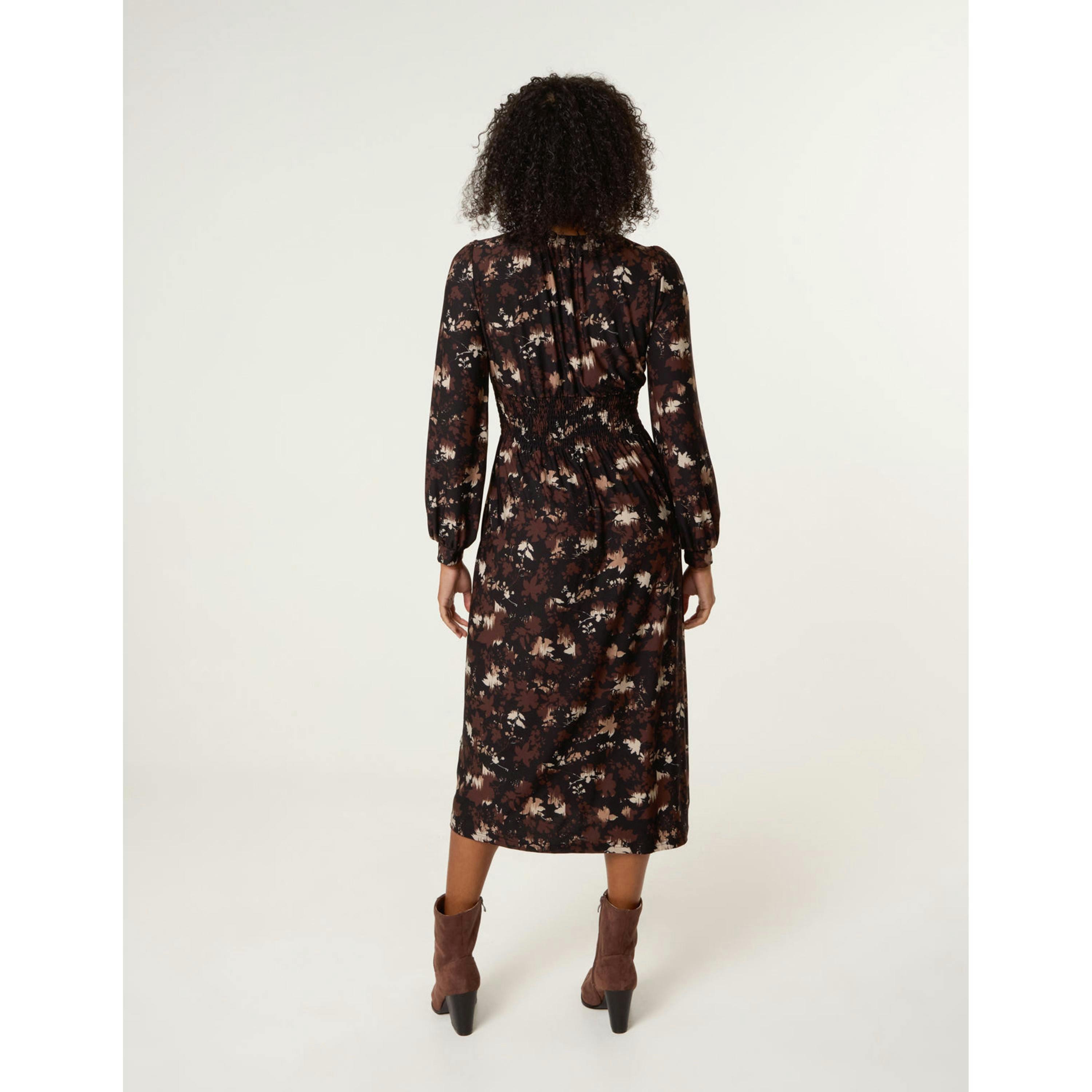 Blue Vanilla Button Front Midi Dress  in Brown , view 2 of 4