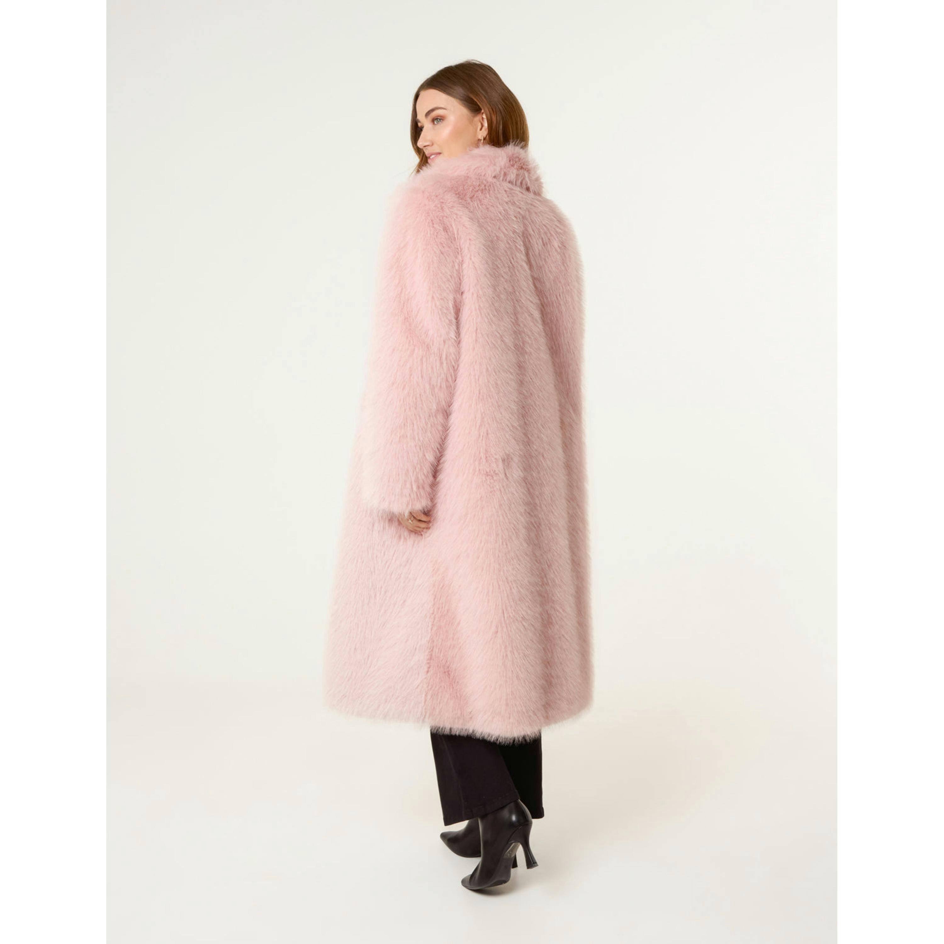 Blue Vanilla Long Fluffy Coat  in Pink , view 2 of 4