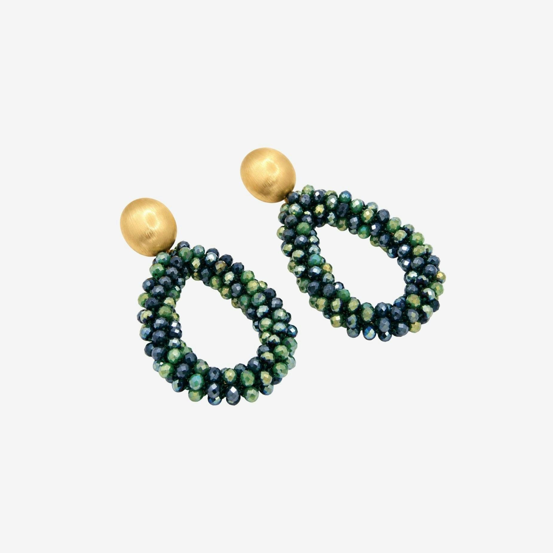 Hanabi Green Glass Bead Statement Earrings , view 4 of 5