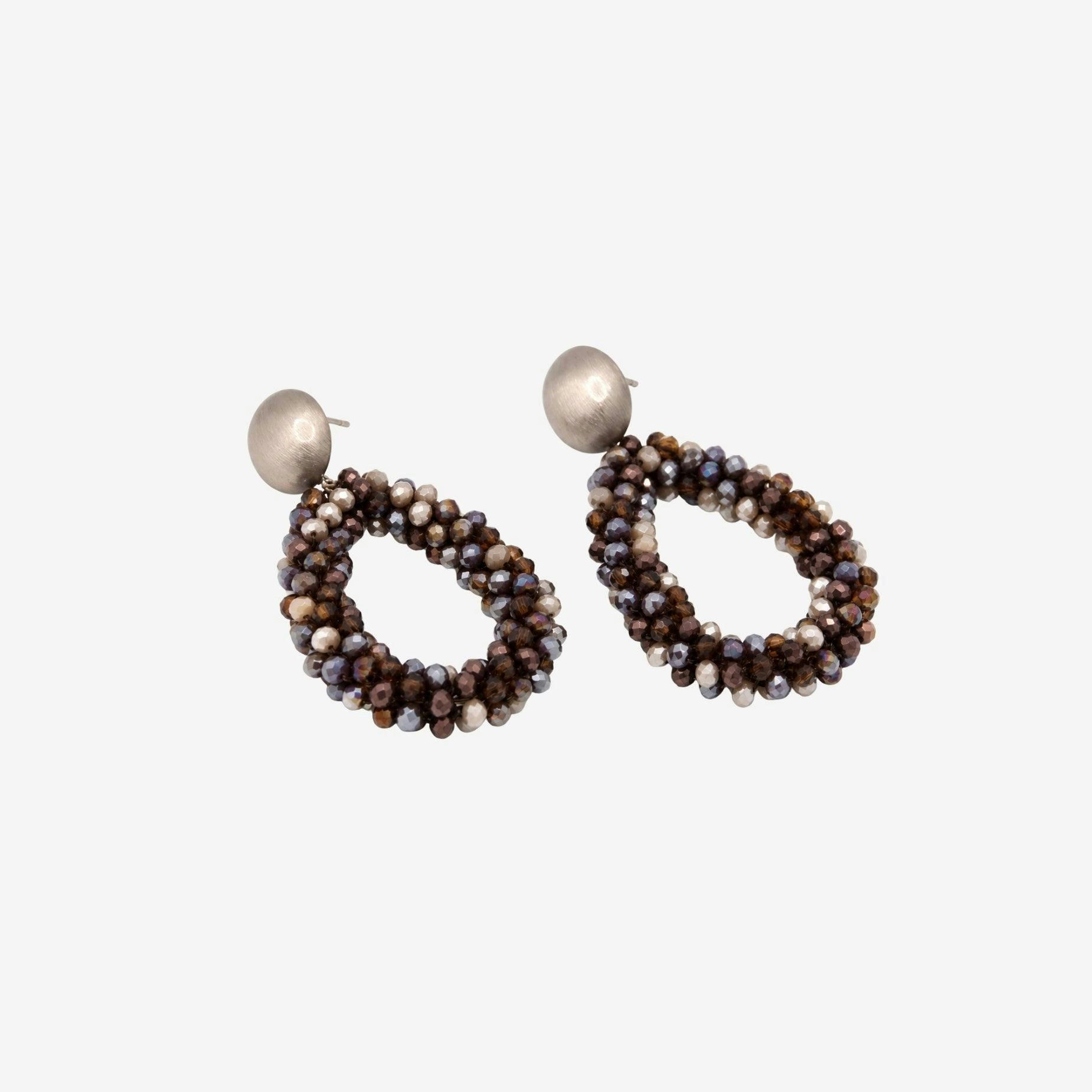 Hanabi Grey Glass Bead Statement Earrings , view 4 of 5