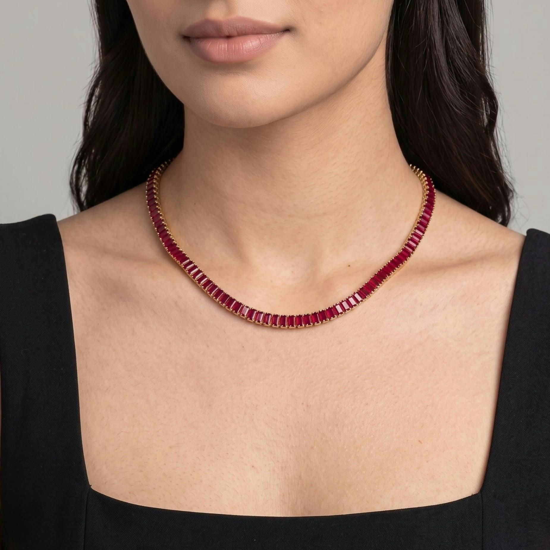 Hanabi Red Stone Necklace , view 3 of 5