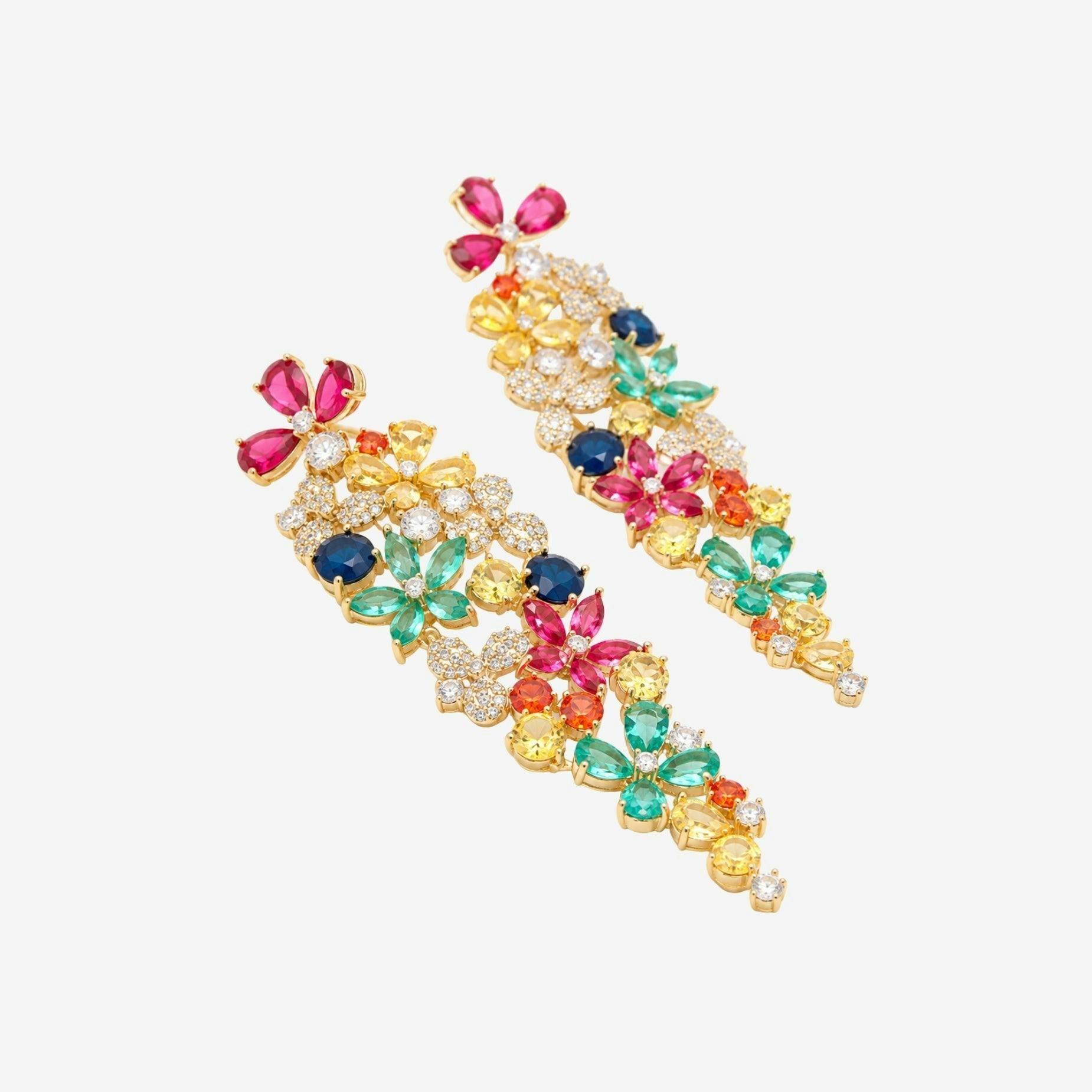 Hanabi Multi Stone Floral Chandelier Earrings , view 4 of 5