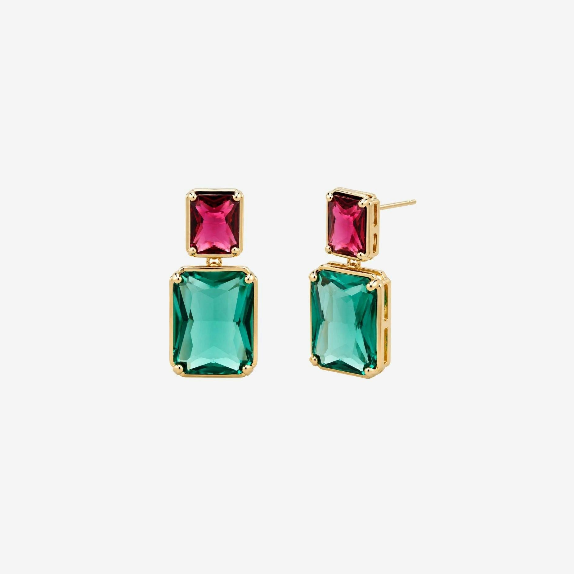 Shikaku Green and Red Stone Earrings , view 4 of 5