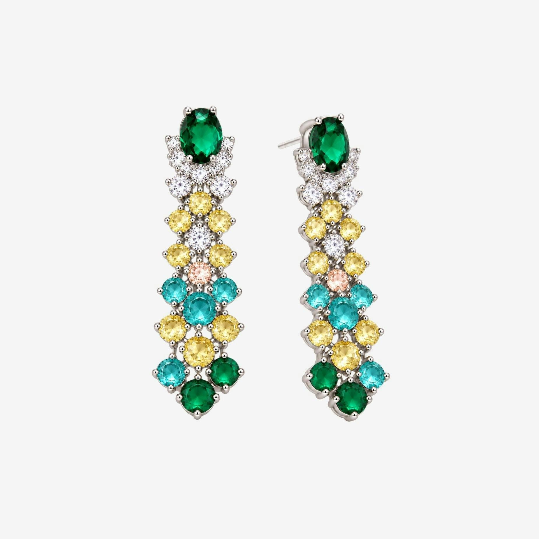 Hanabi Green and Yellow Stone Drop Earrings , view 4 of 5