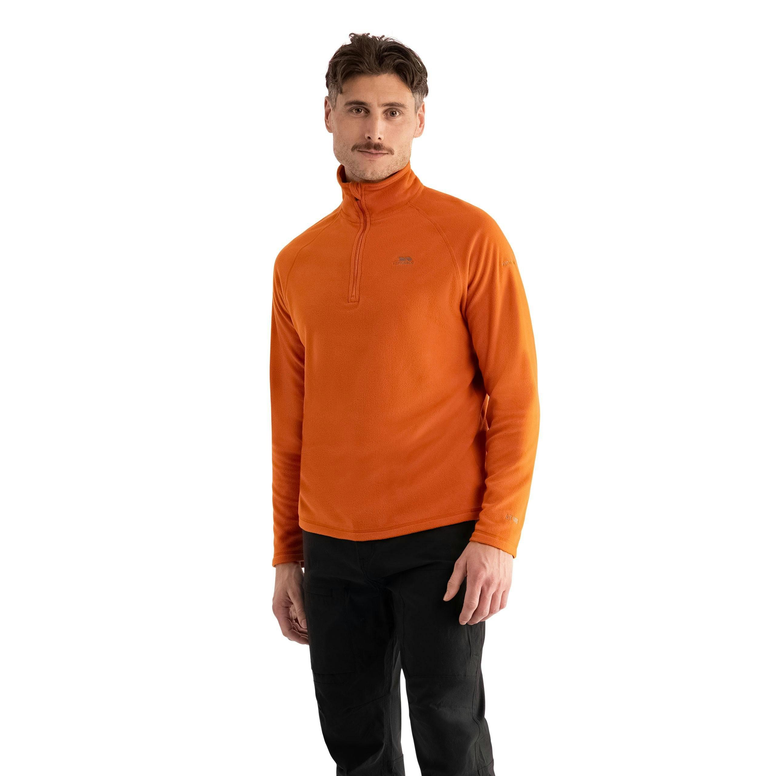 Mens Half Zip Fleece Eliston in Burnt Orange , view 3 of 6