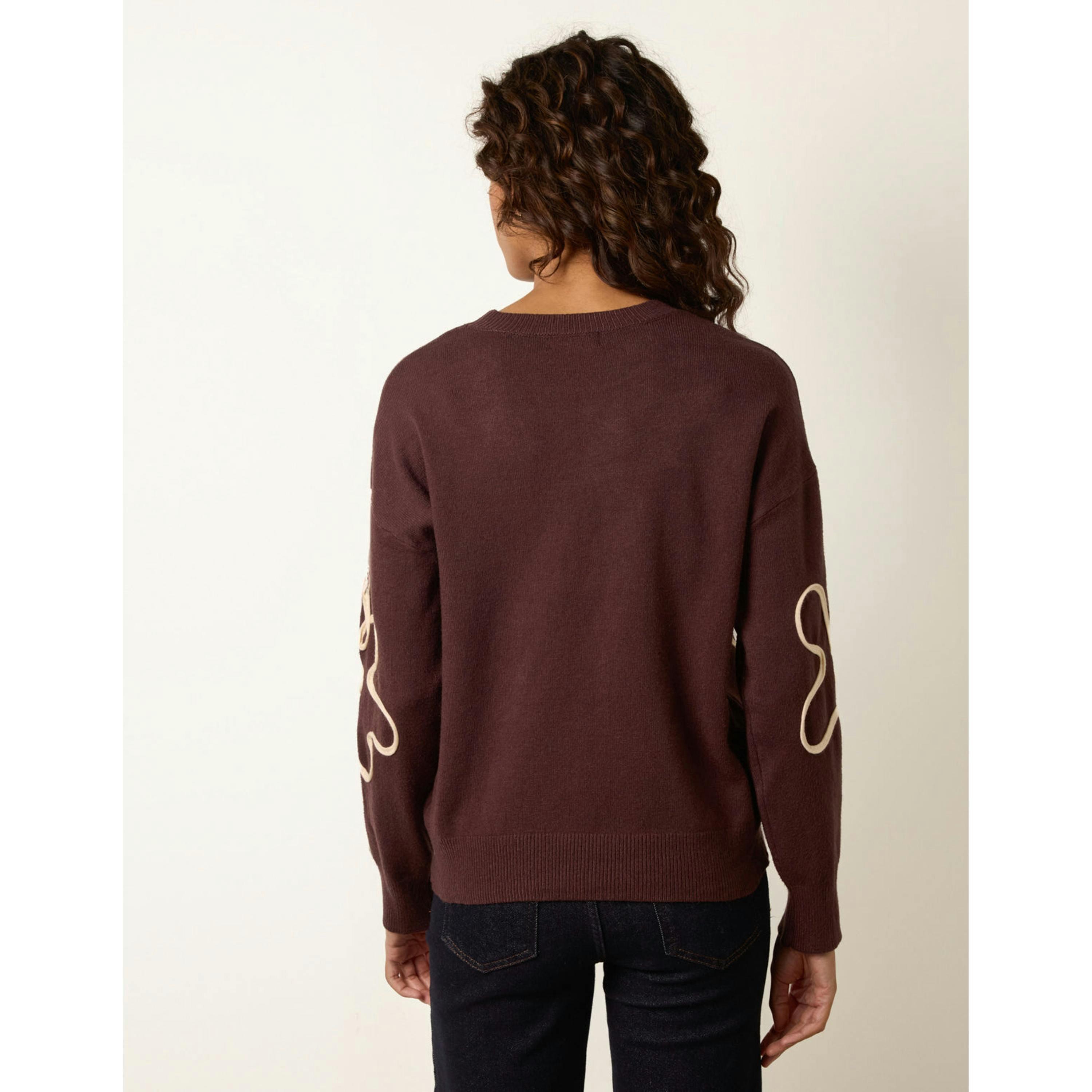 Blue Vanilla Floral Pattern Sweater  in Brown , view 2 of 4