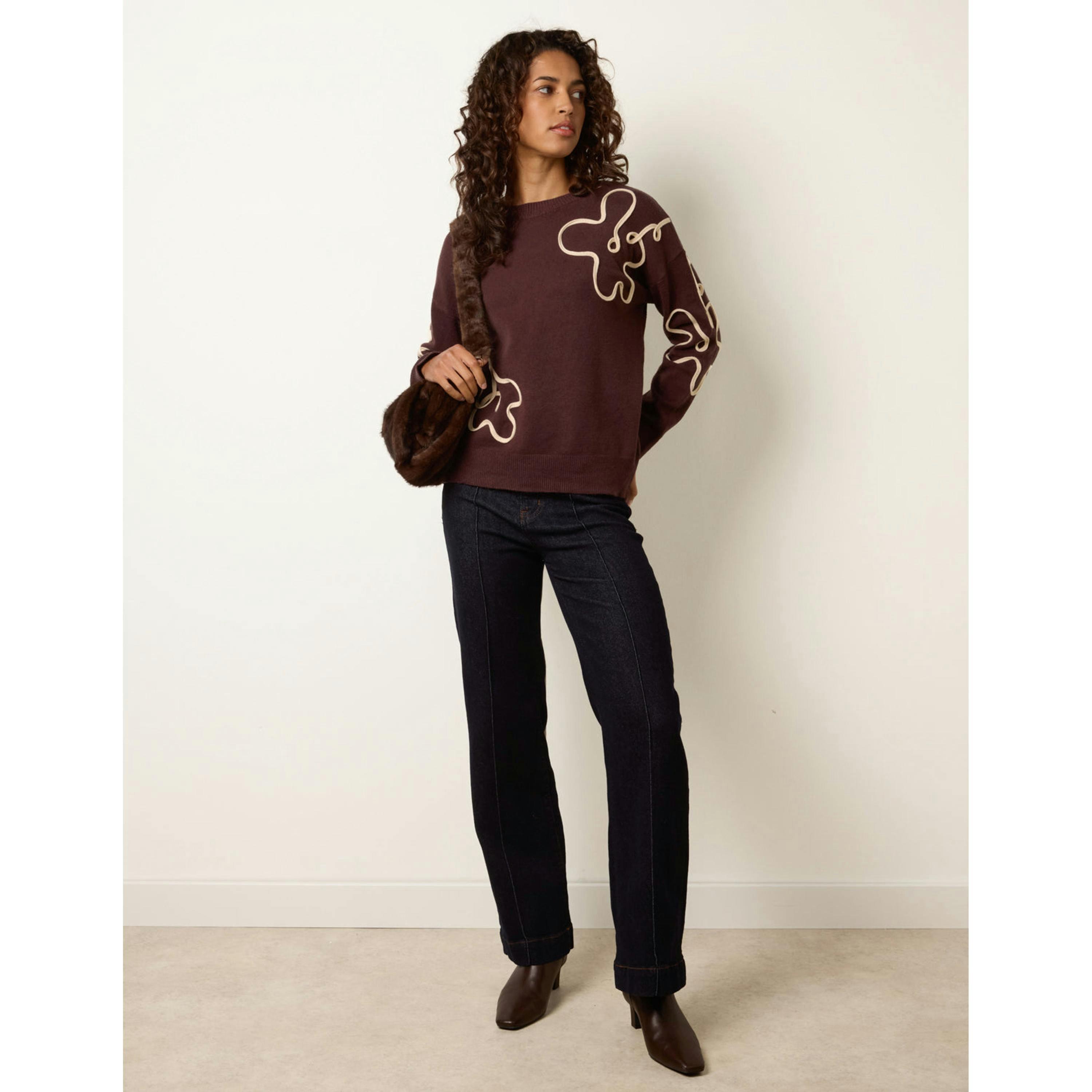 Blue Vanilla Floral Pattern Sweater  in Brown , view 4 of 4