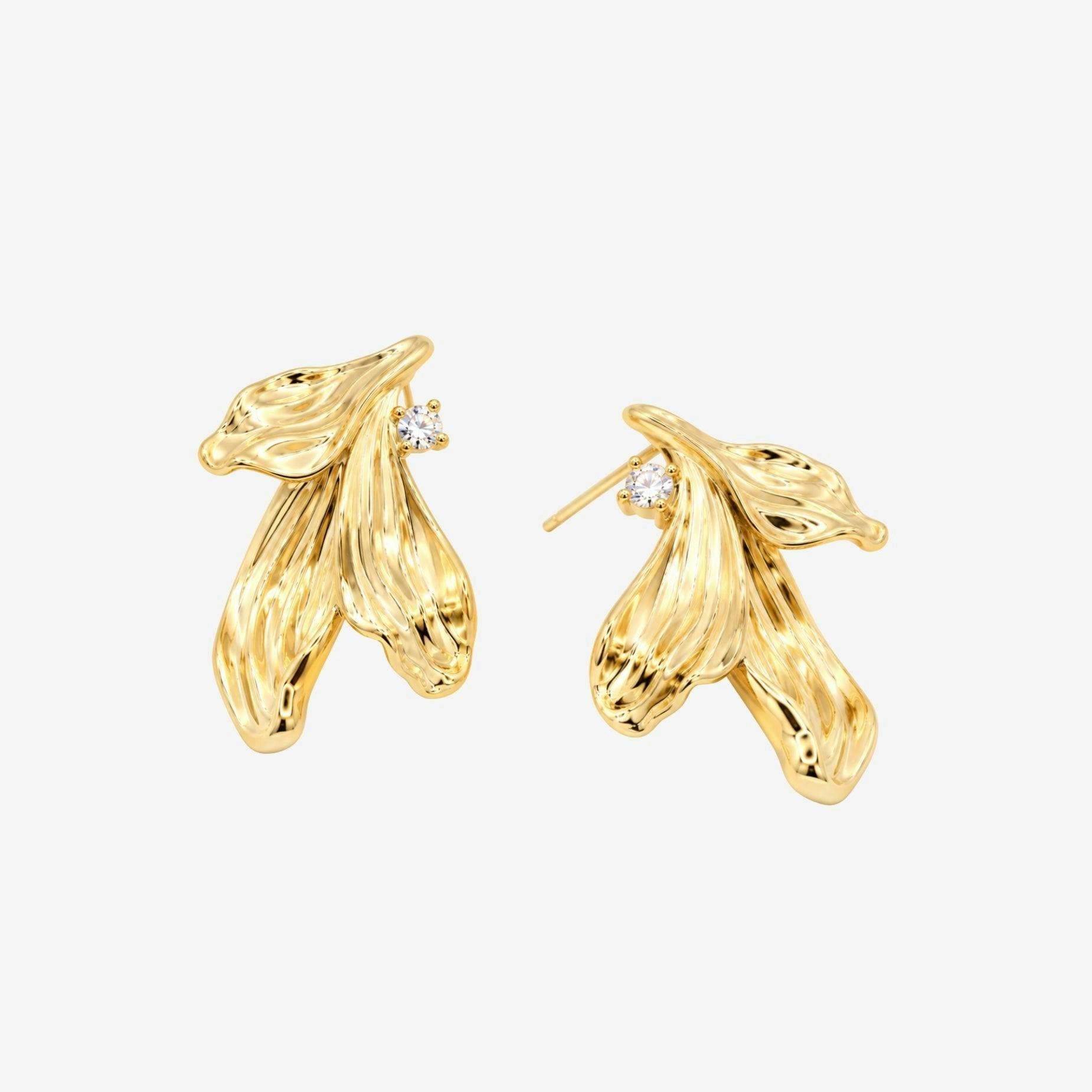 Kinmokusei Gold Petal Statement Earrings , view 4 of 5