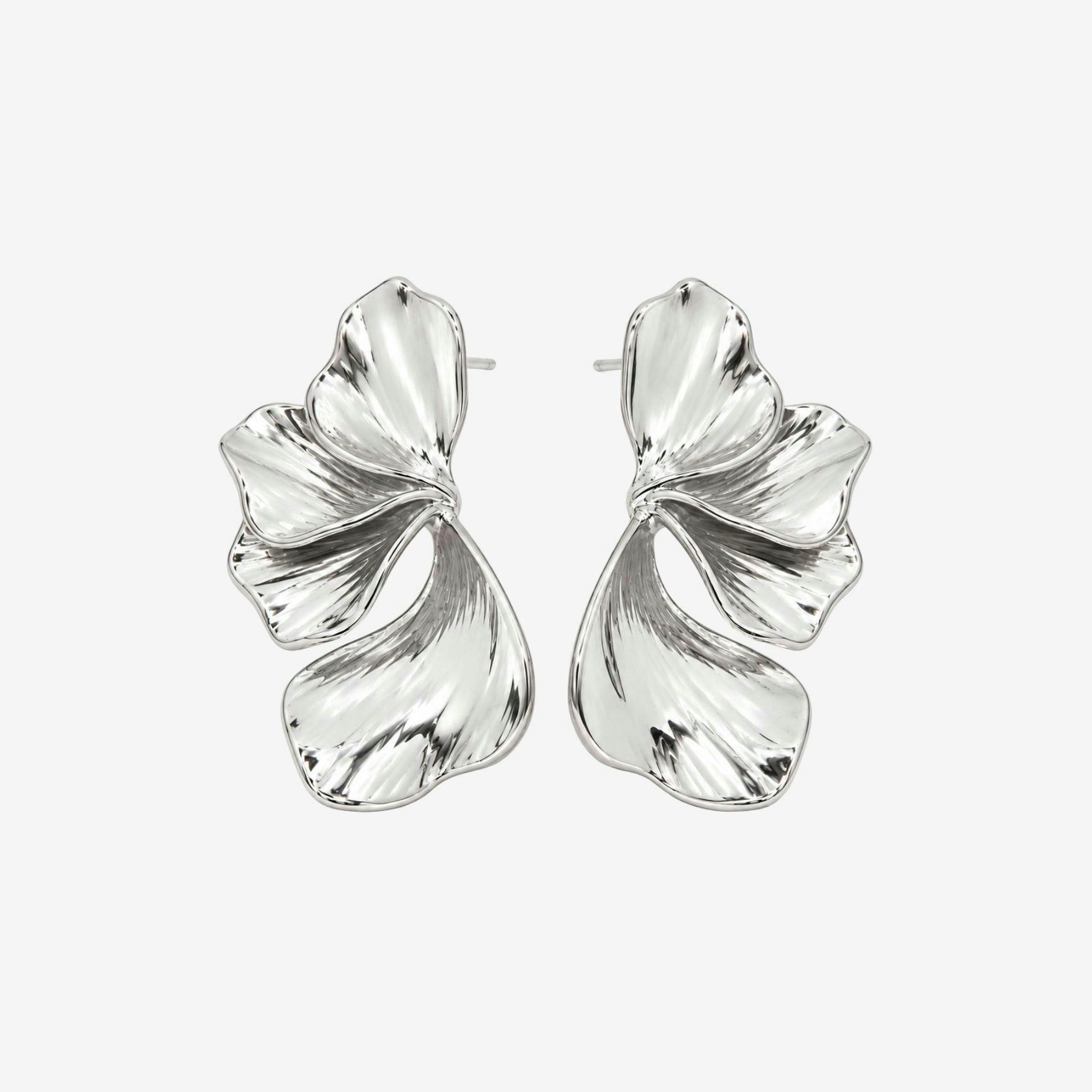 Kin Silver Sculptural Statement Earrings , view 4 of 5