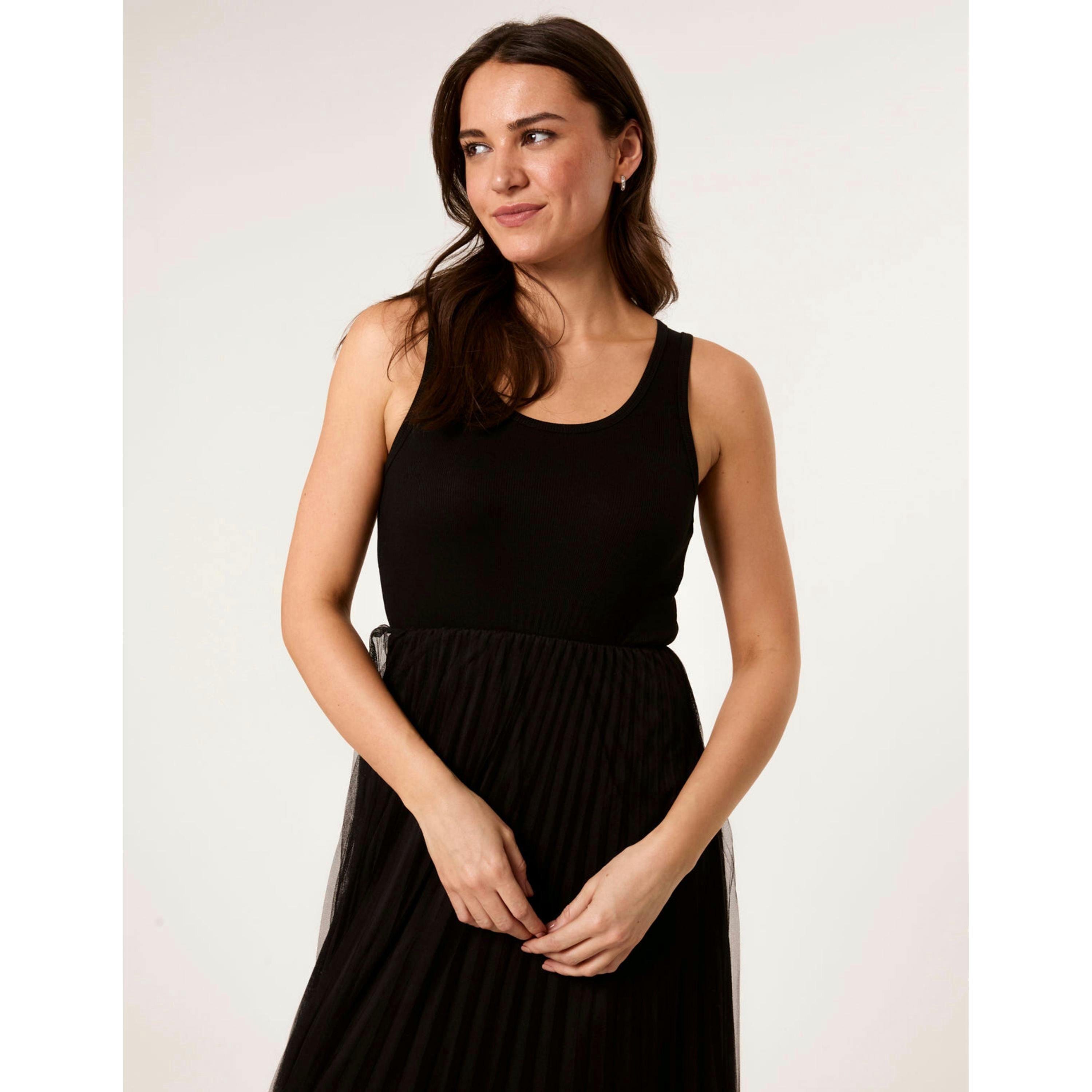 Blue Vanilla Crochet Top Pleated Dress  in Black , view 4 of 5