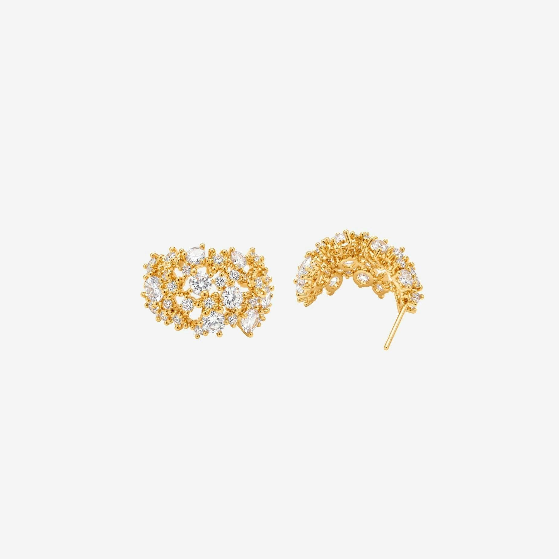 Kinmokusei Gold Floral and Stone Hoop Earrings , view 4 of 5