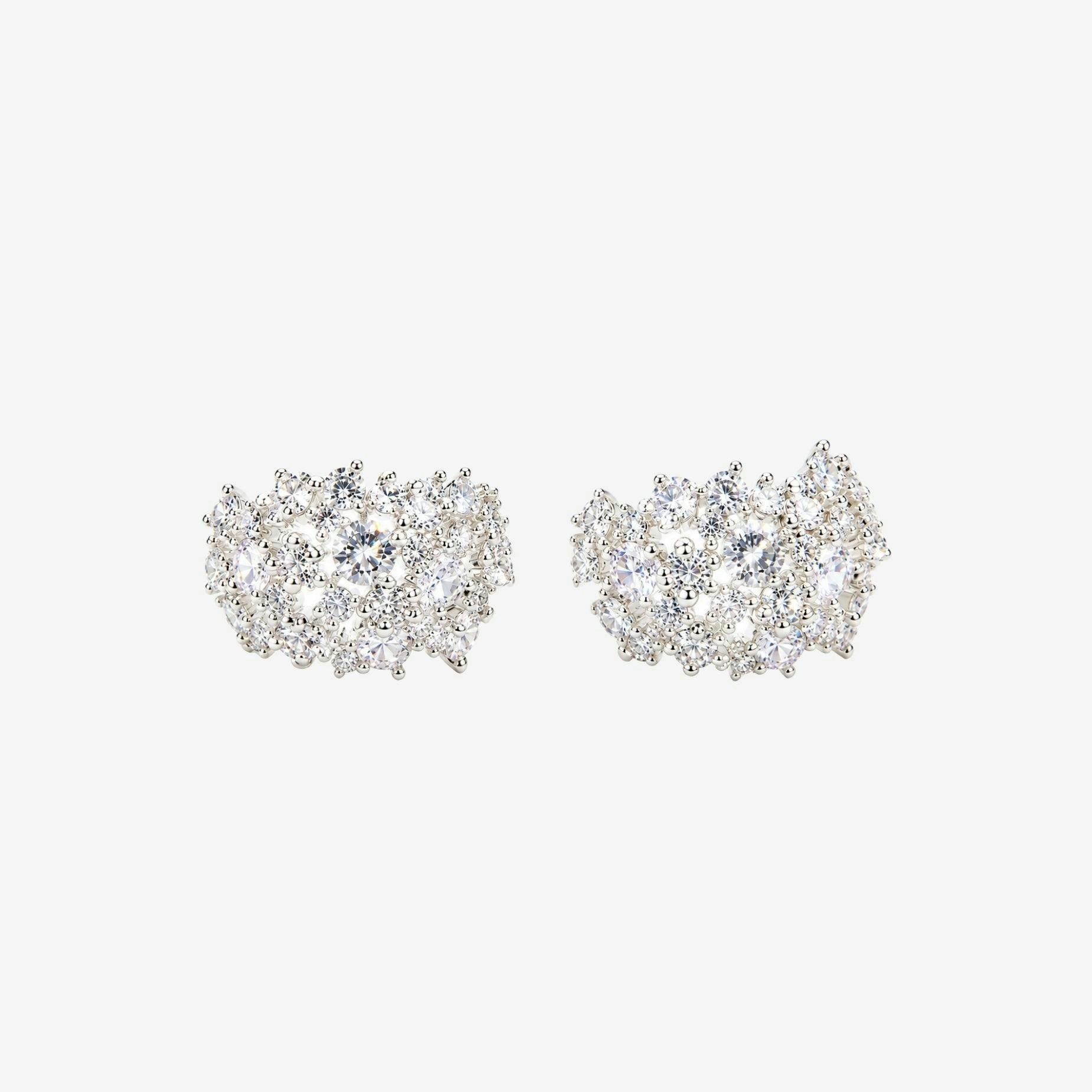 Kinmokusei Silver Floral and Stone Hoop Earrings , view 4 of 5