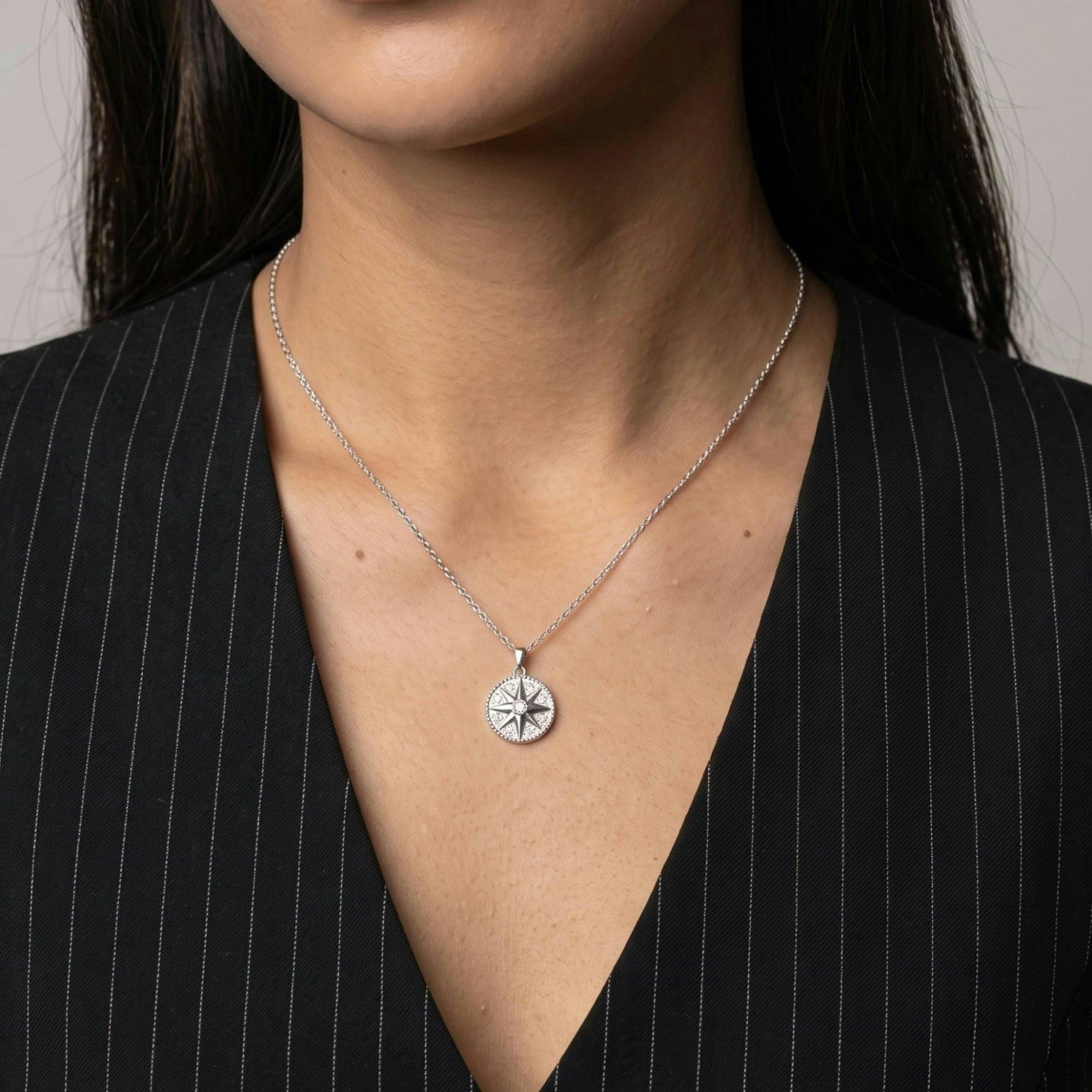 Enso Silver Star Pendant Necklace and Earrings Set , view 3 of 6