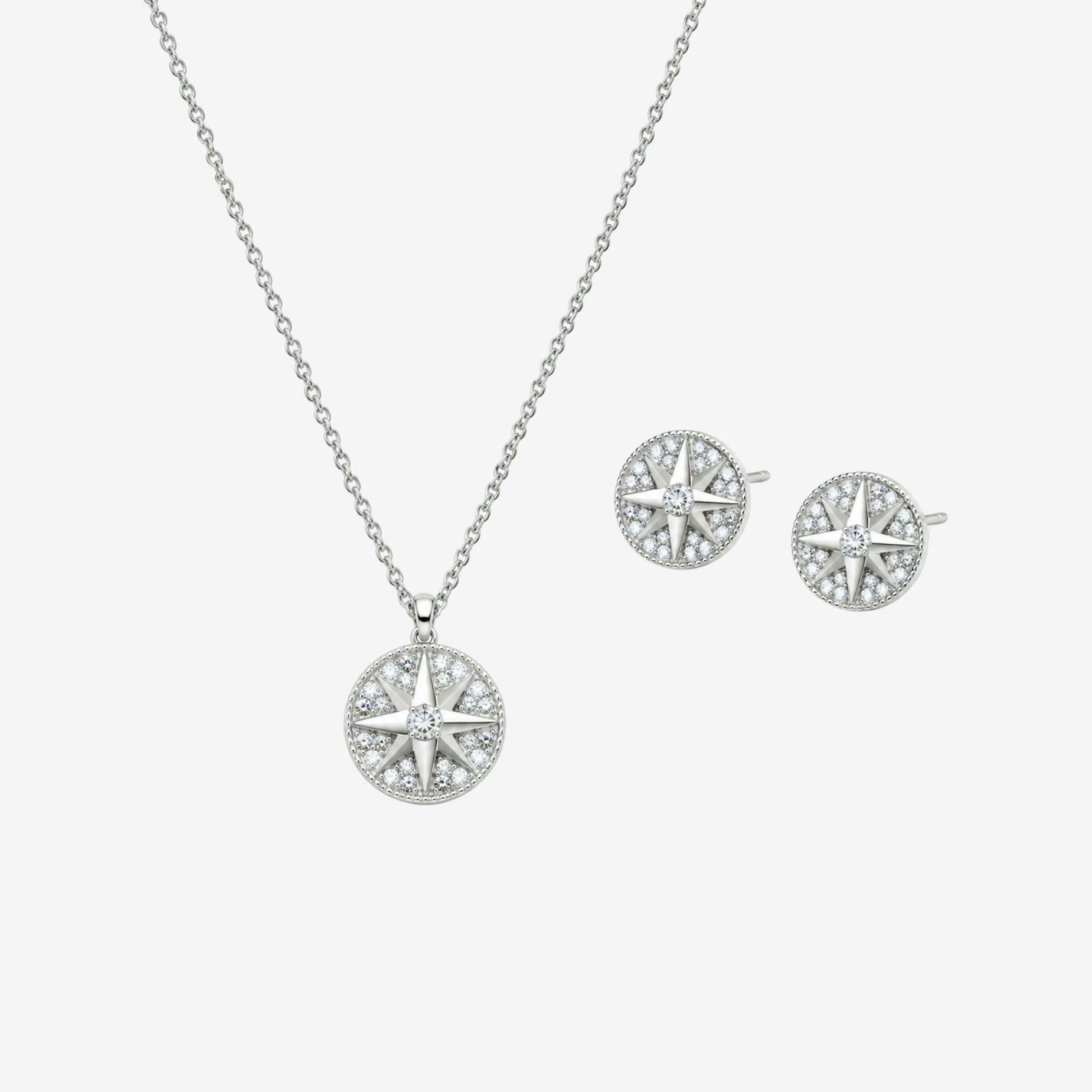 Enso Silver Star Pendant Necklace and Earrings Set , view 5 of 6