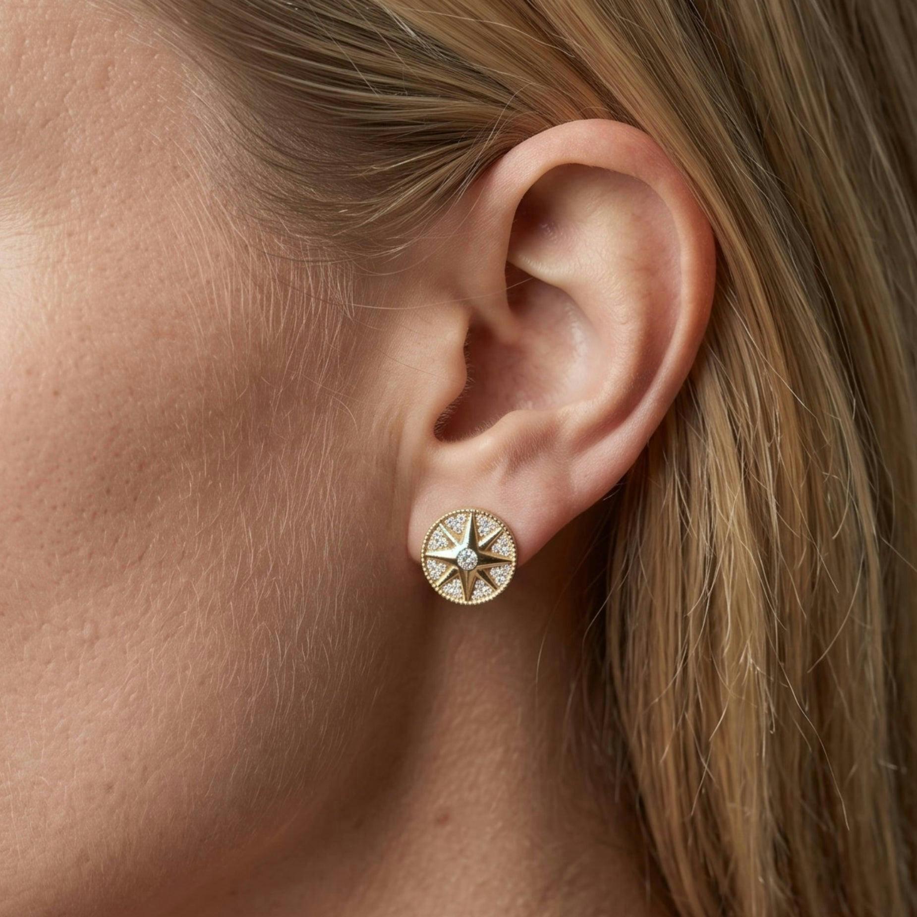 Enso Gold Star Pendant Necklace and Earrings Set , view 3 of 6
