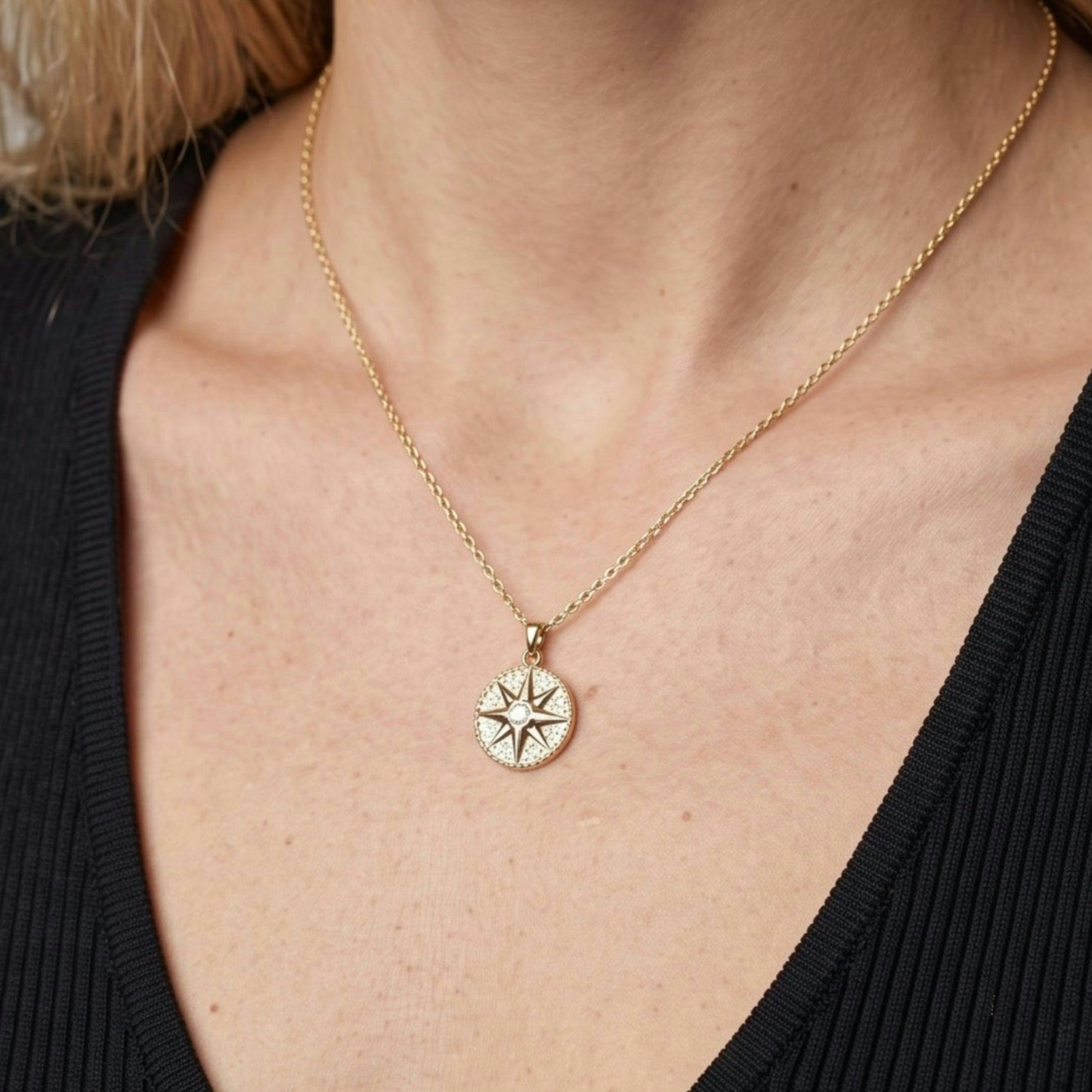 Enso Gold Star Pendant Necklace and Earrings Set , view 4 of 6