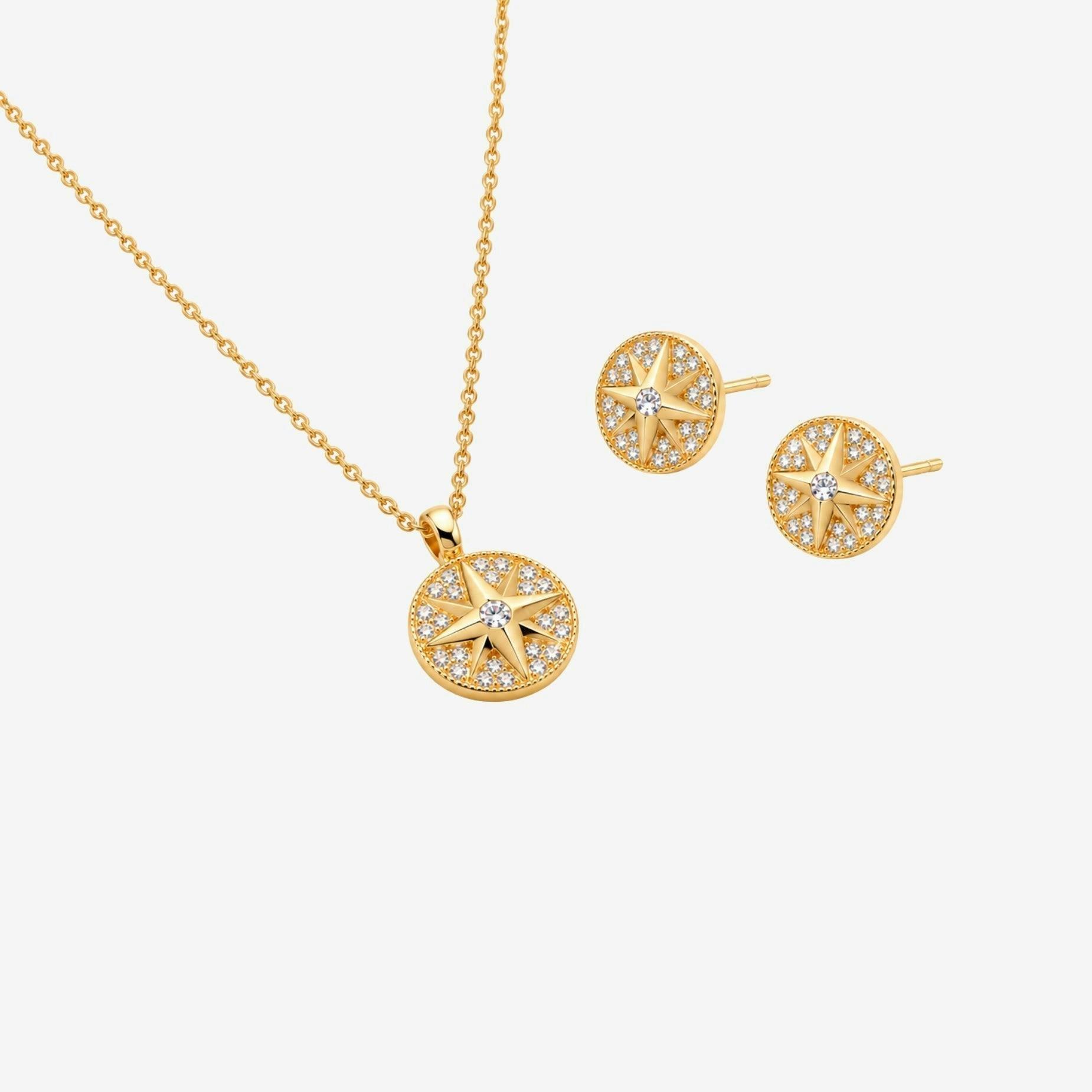 Enso Gold Star Pendant Necklace and Earrings Set , view 5 of 6